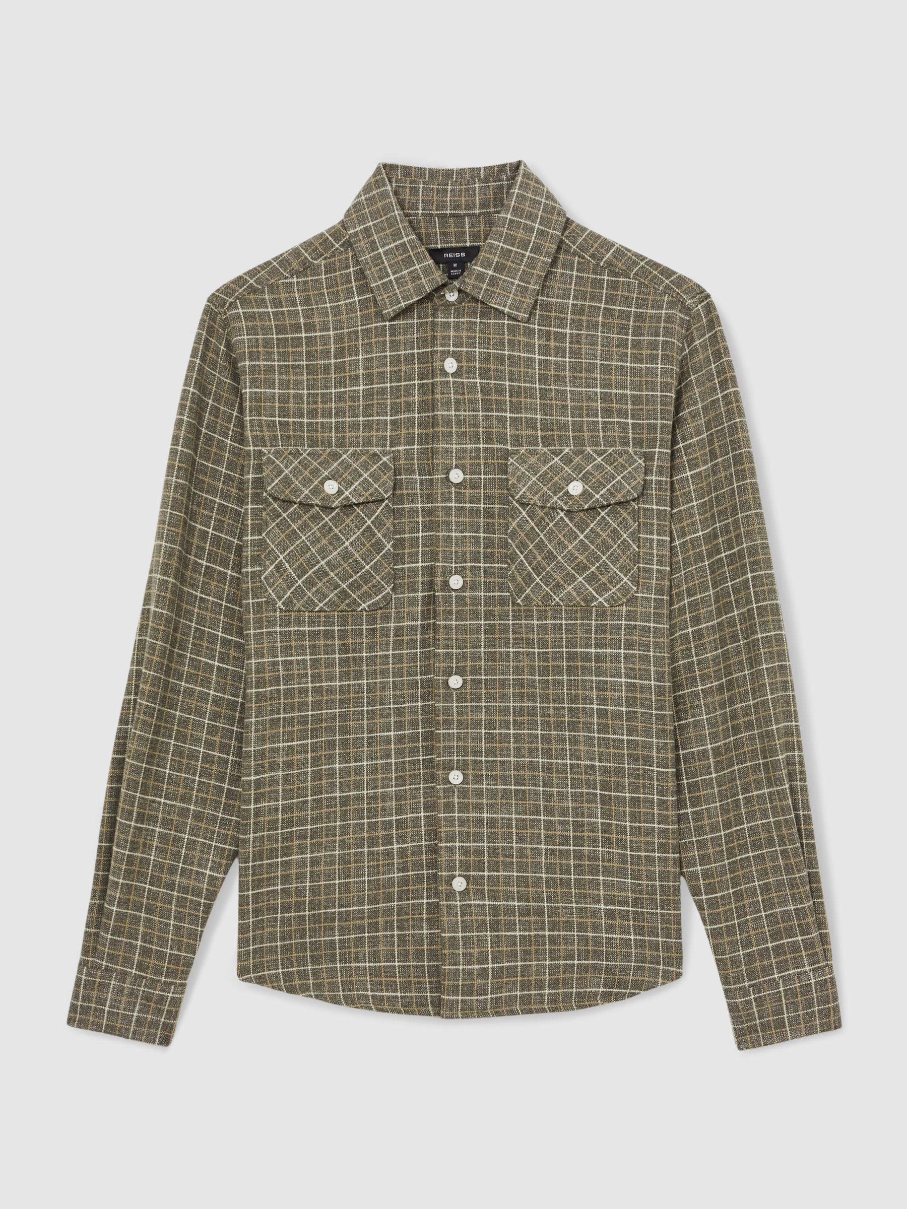 Check Twin-Pocket Jersey Overshirt in Grey - image 1