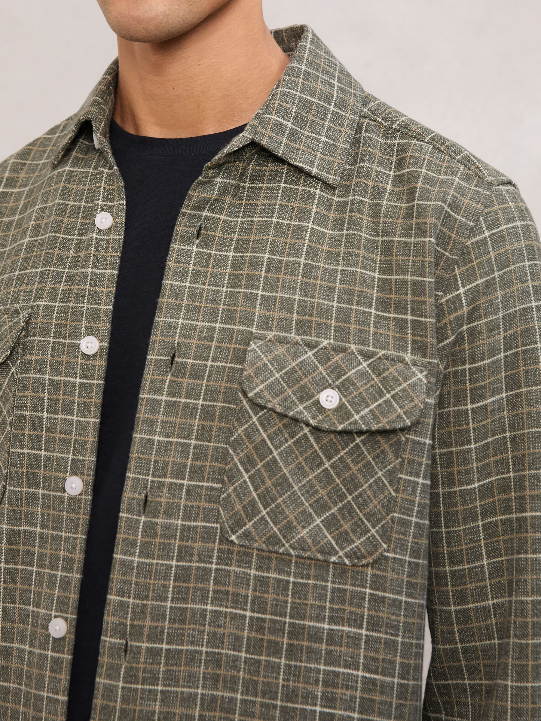 Check Twin-Pocket Jersey Overshirt in Grey - image 5