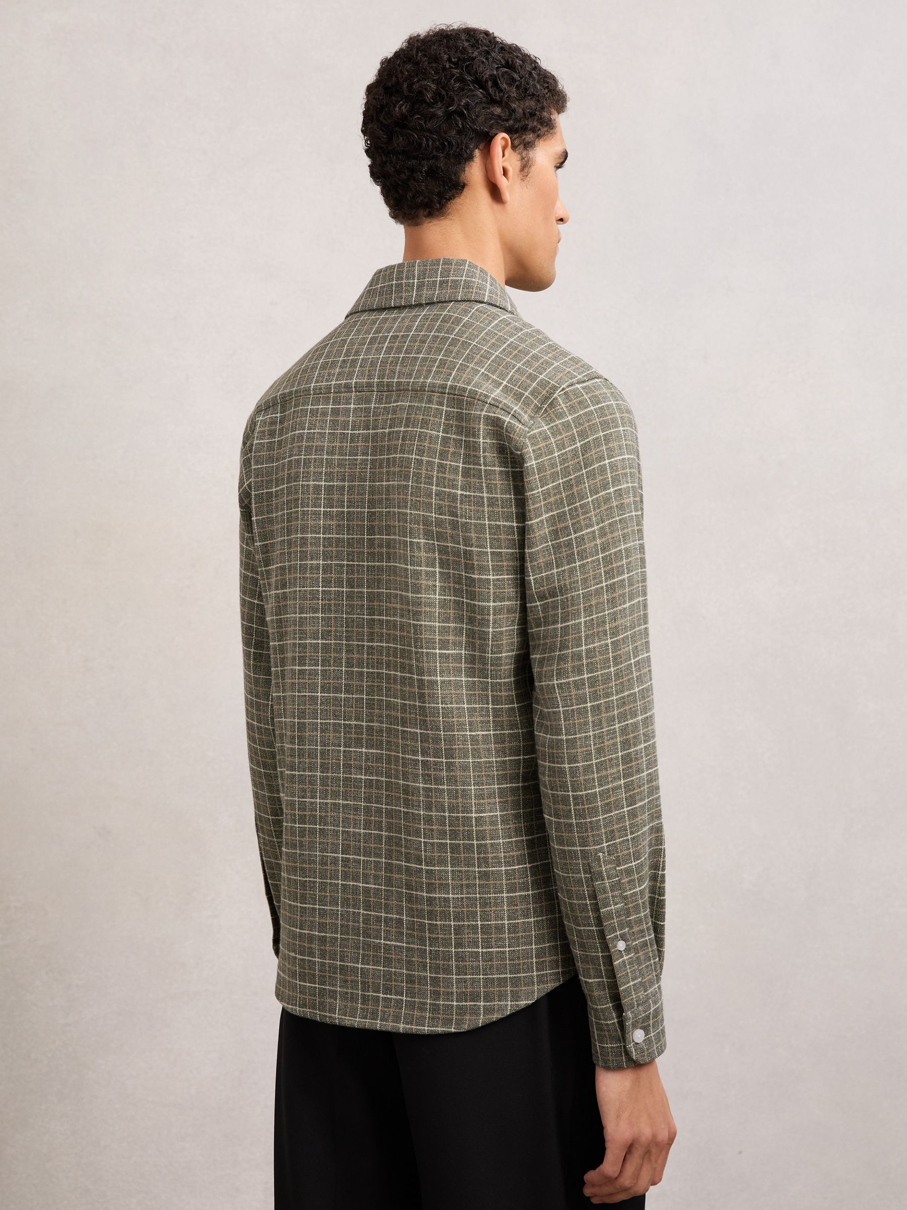 Check Twin-Pocket Jersey Overshirt in Grey - image 4