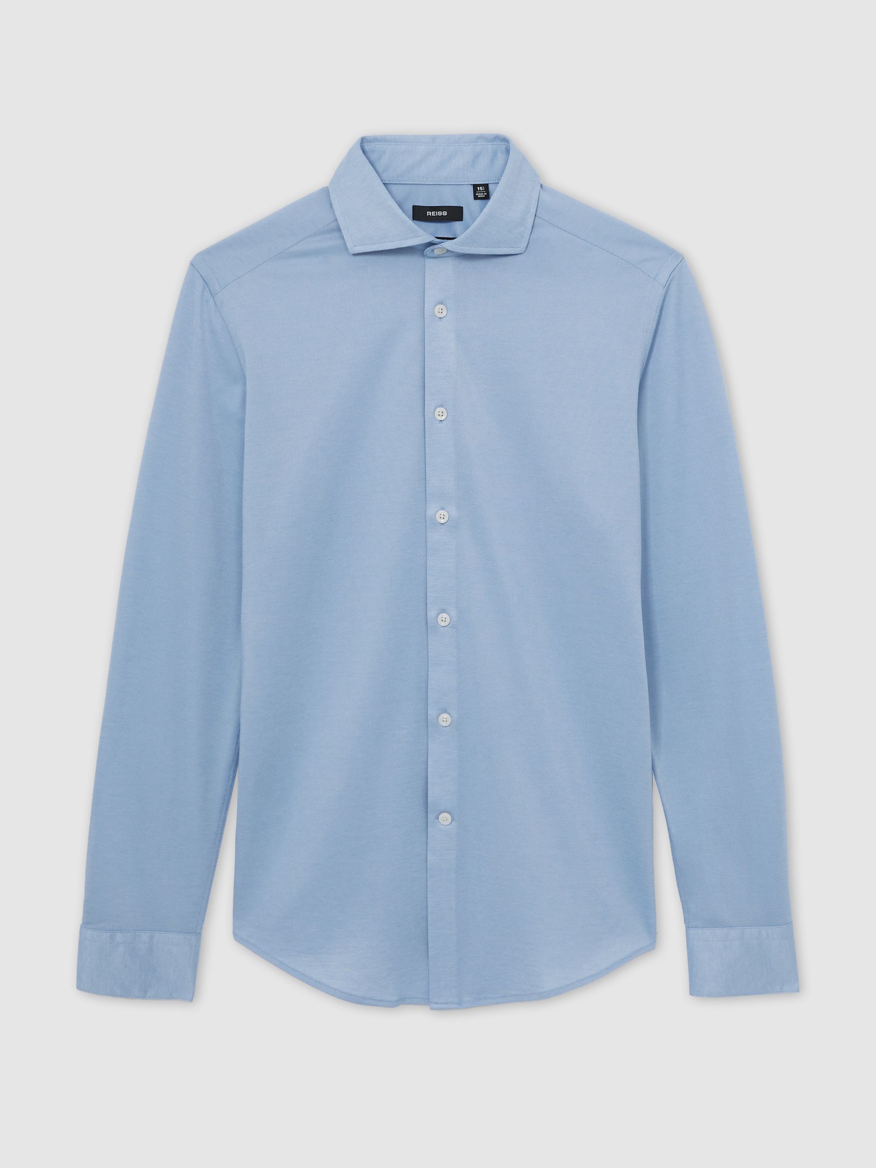Cotton-Blend Jersey Cutaway-Collar Shirt in Soft Blue - Image 2 of 7