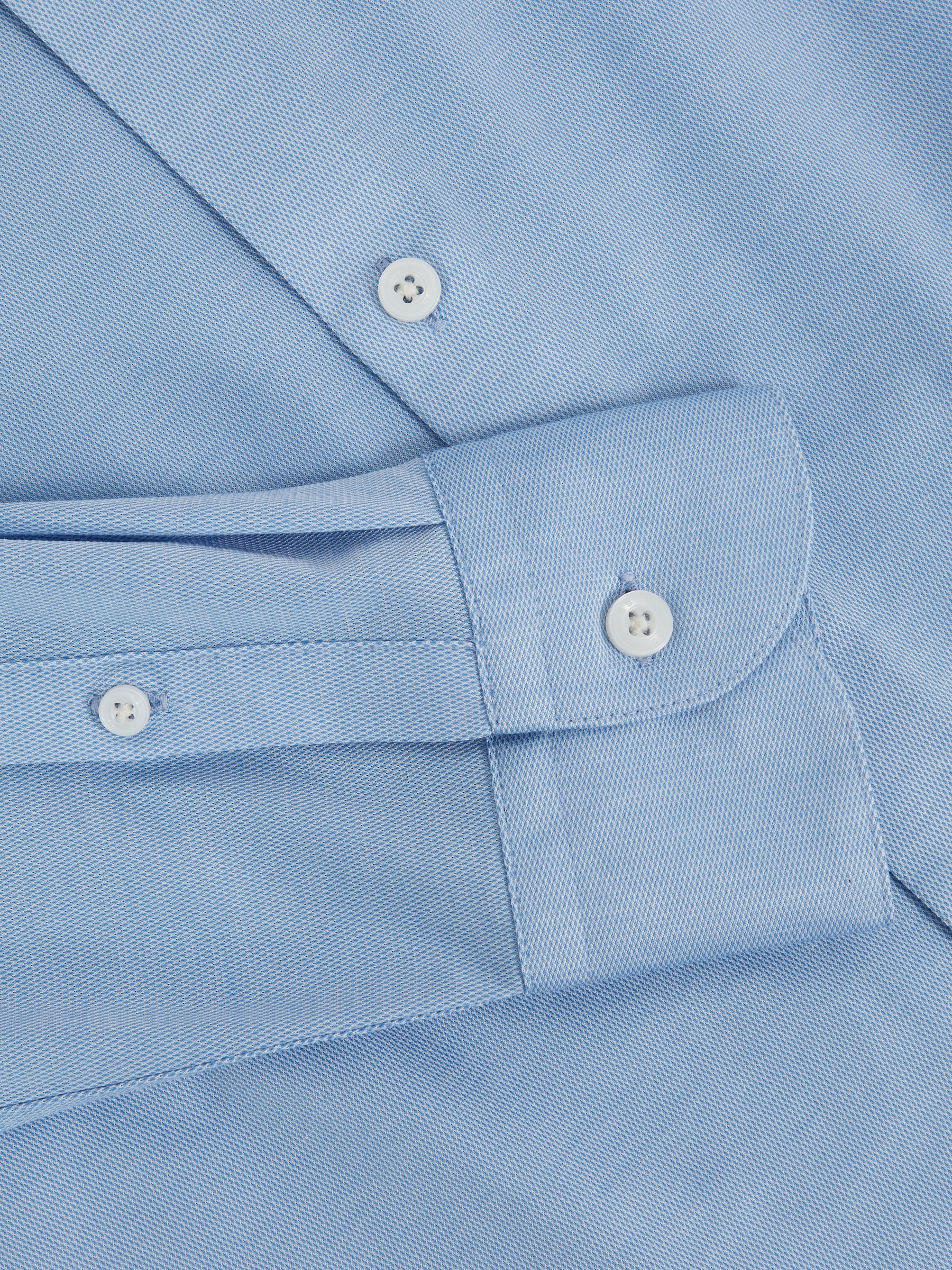 Cotton-Blend Jersey Cutaway-Collar Shirt Slim-Fit in Soft Blue - image 3