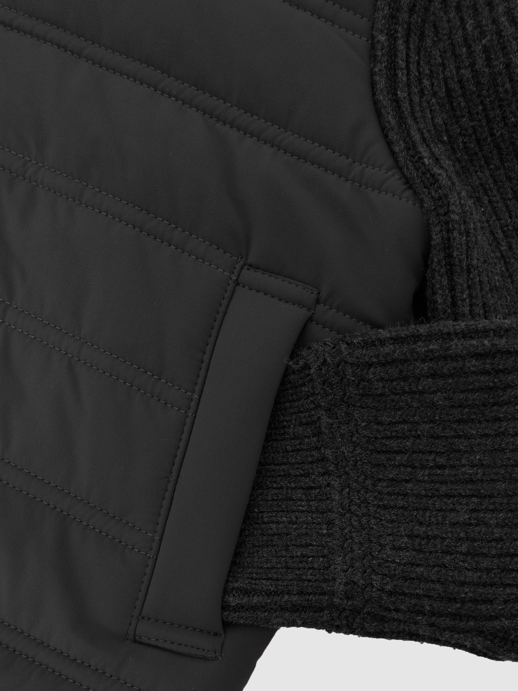 9-13 yrs Hybrid Quilt and Knit Zip-Through Jacket in Charcoal Melange - Image 4 of 4