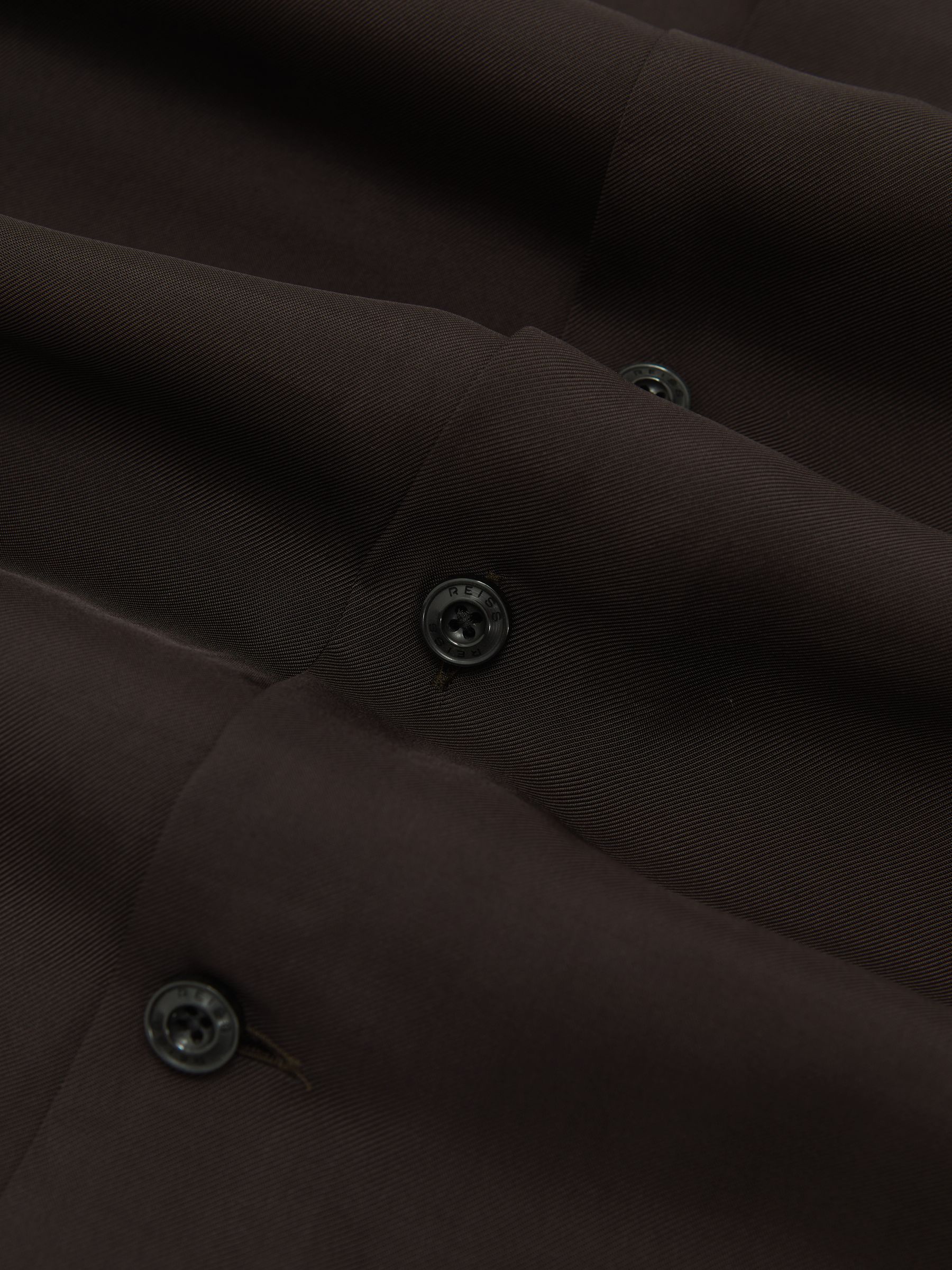 Twill Piped Cuban-Collar Shirt in Chocolate Brown - Image 8 of 8