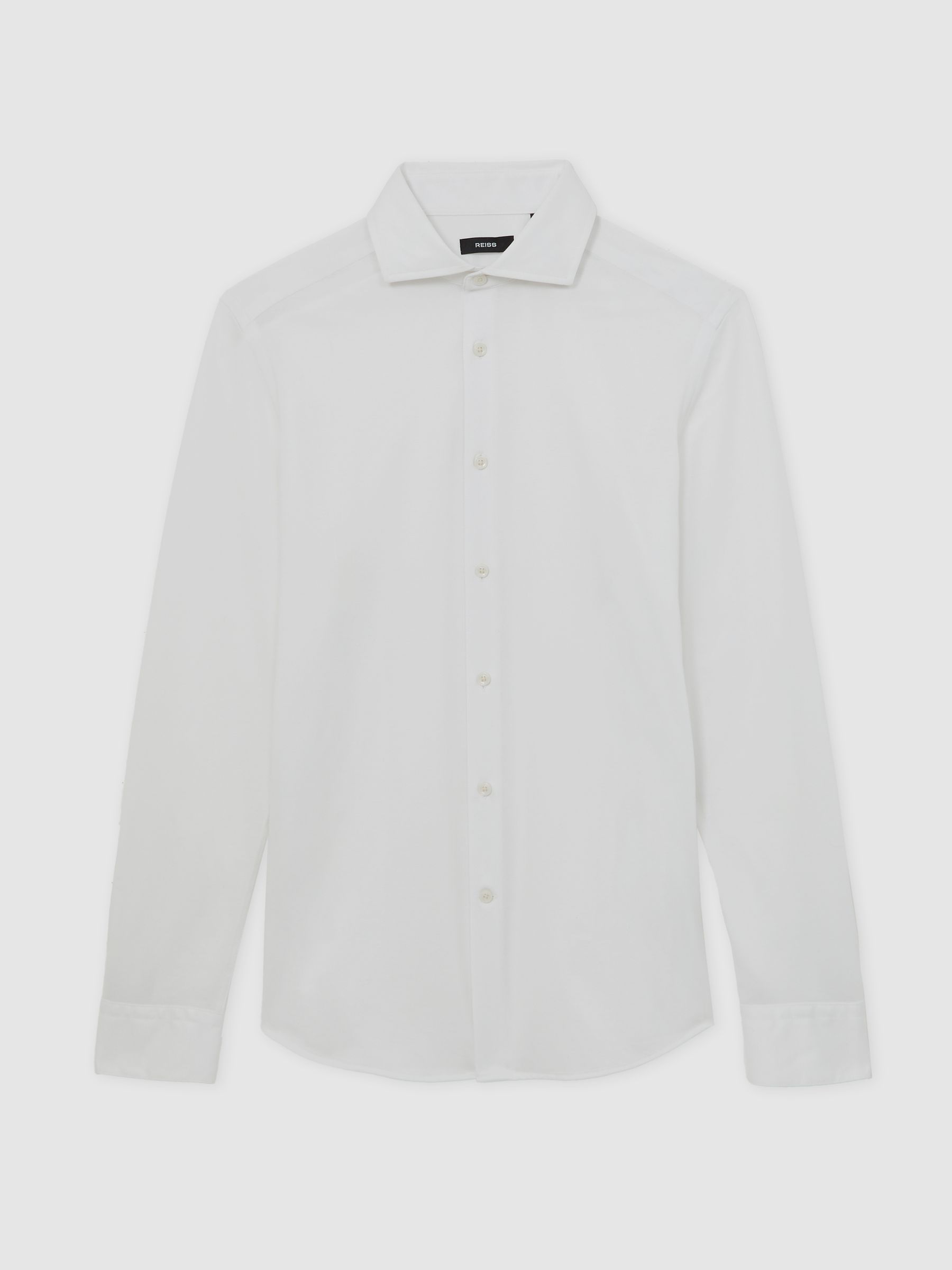 Cotton-Blend Jersey Cutaway-Collar Shirt in White - Image 2 of 7
