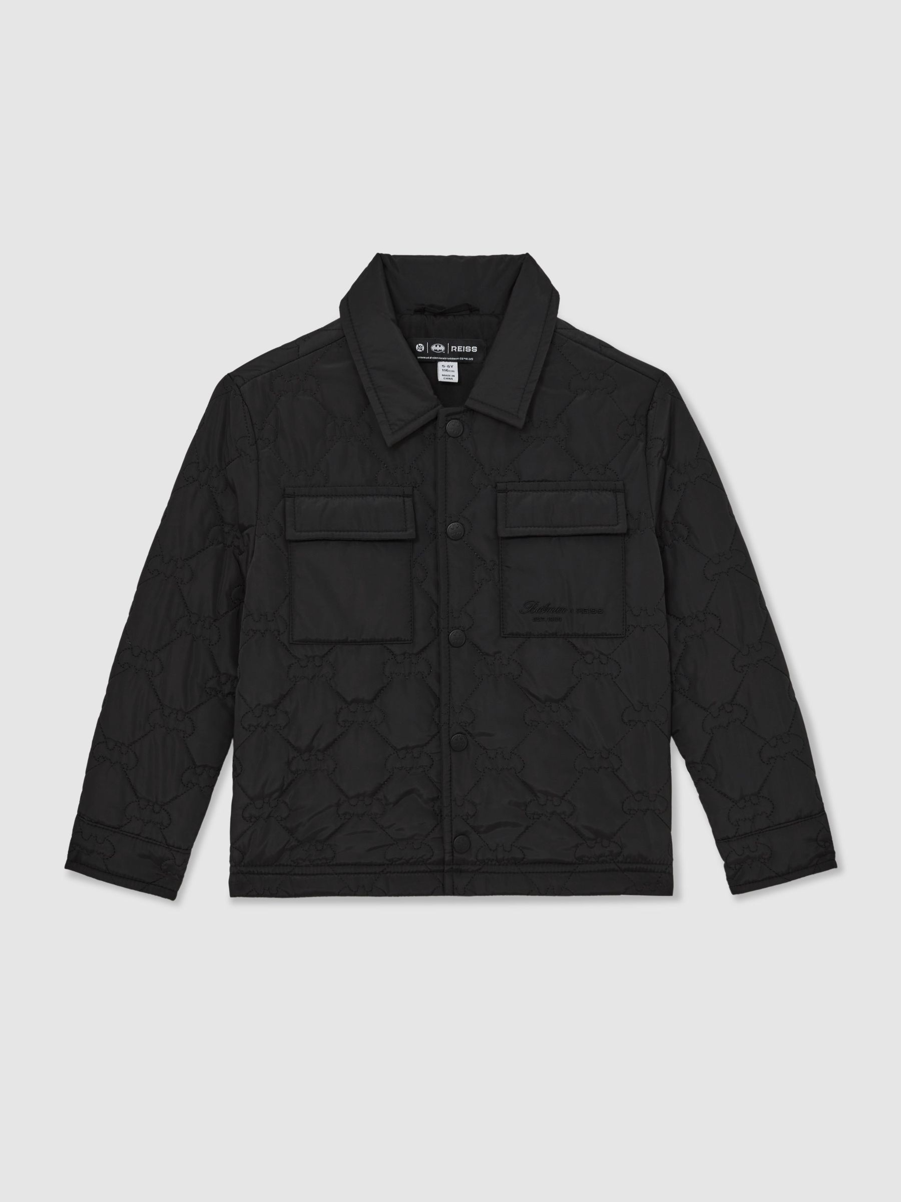 9-13 yrs Batman | Reiss Quilted Jacket in Black - Image 2 of 5