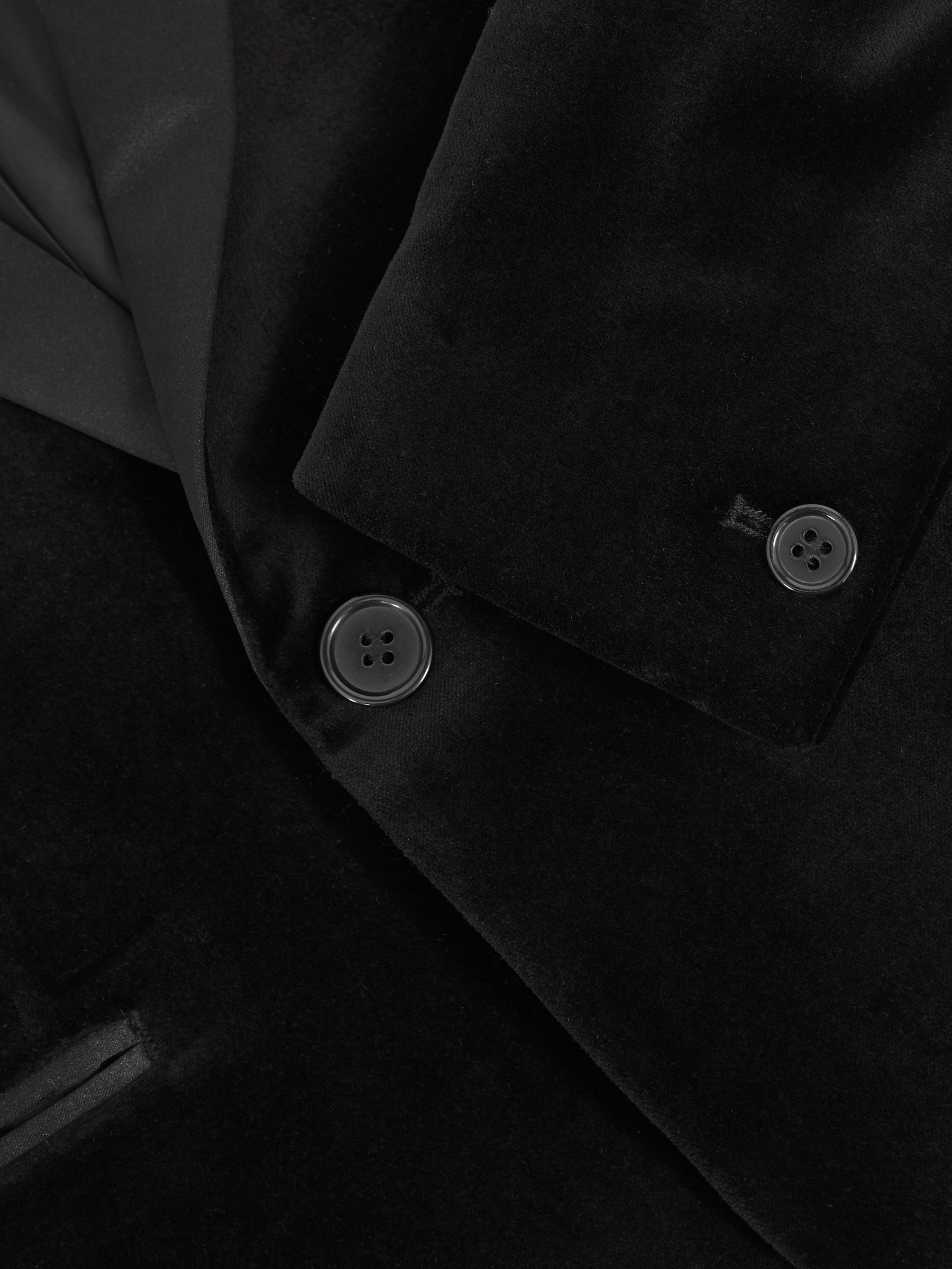 Single-Breasted Velvet Tuxedo Blazer in Black - Image 5 of 5