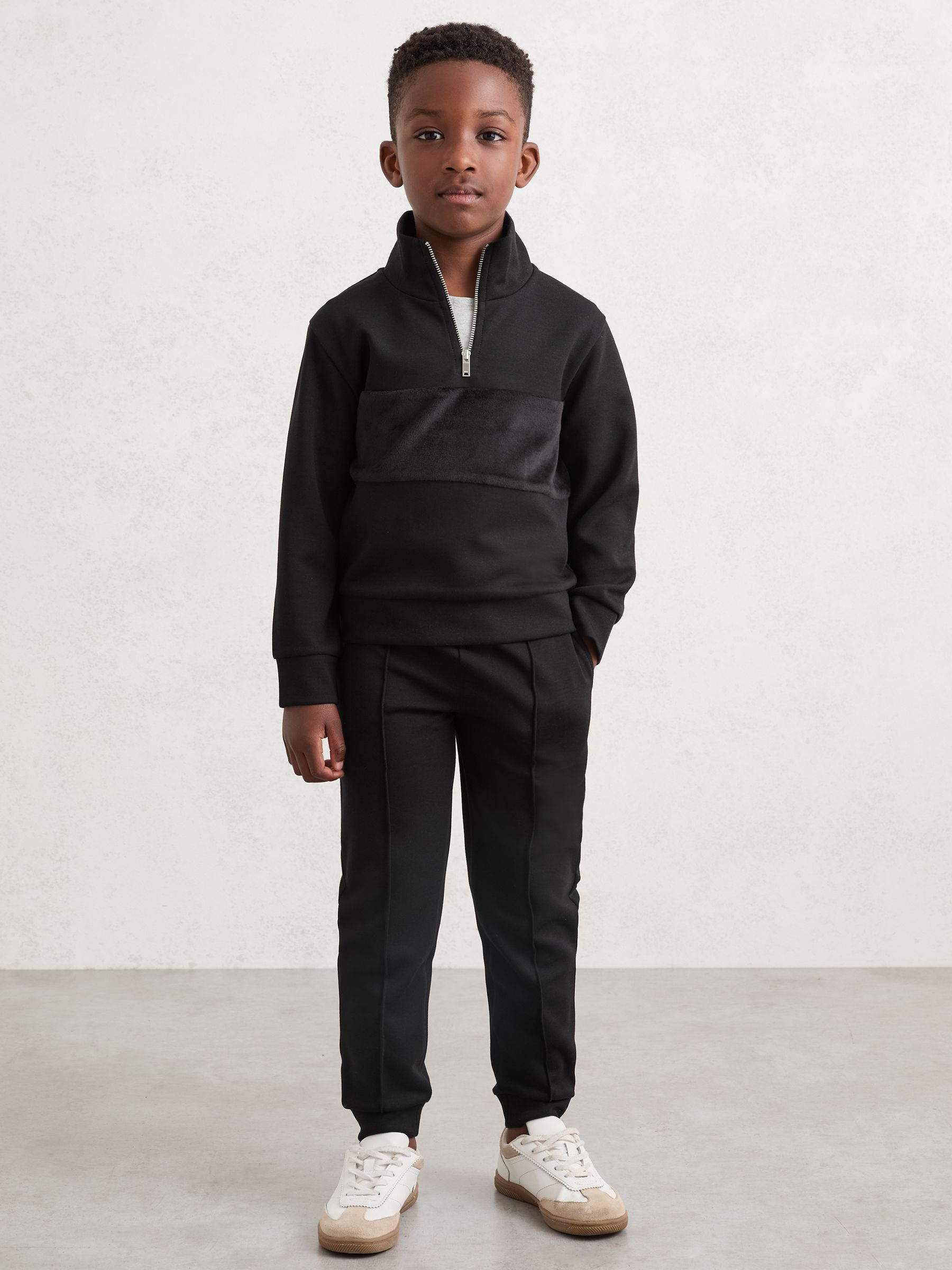 3-9 yrs Interlock Drawstring Joggers in Black - Image 1 of 4 3-9 yrs Interlock Drawstring Joggers in Black - Image 1 of 4