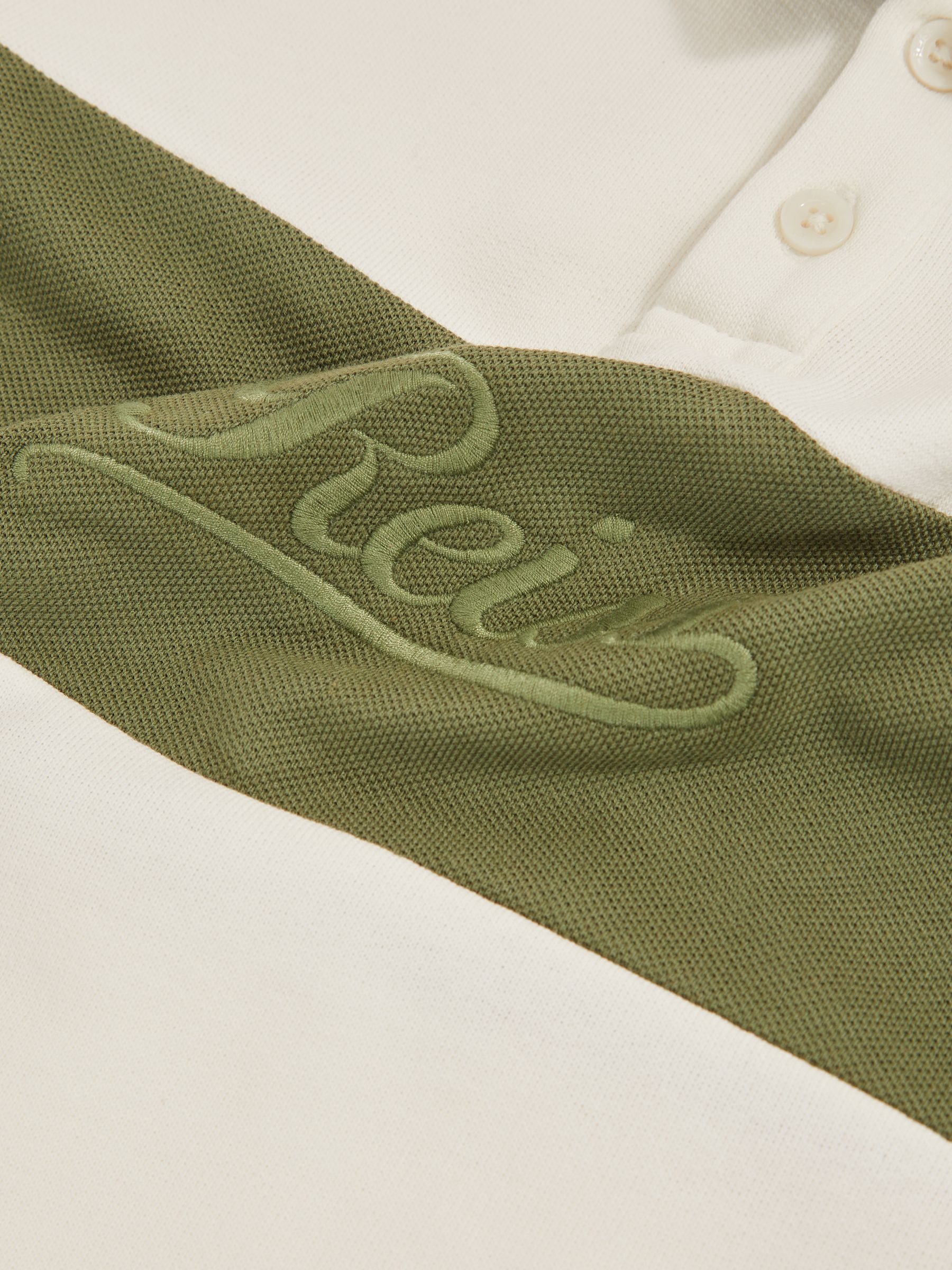 3-9 yrs Cotton Logo-Embroidery Rugby Polo Shirt in Forset Green/White - Image 4 of 4