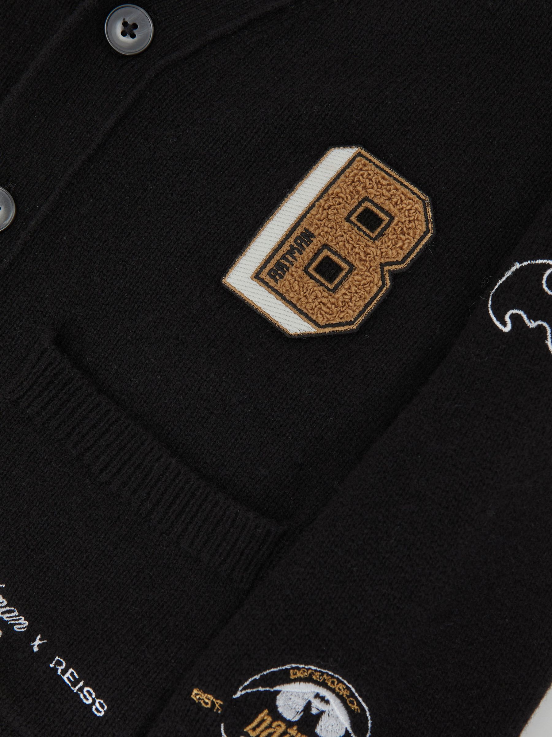 13-14 yrs Batman | Reiss Badge Cardigan in Black - Image 5 of 5