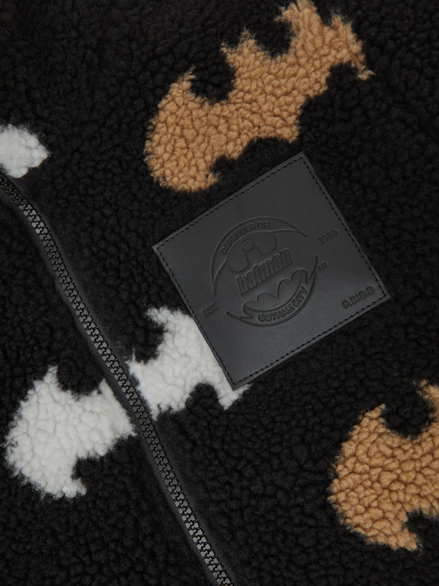 9-13 yrs Batman | Reiss Fleece Zip Jacket in Black - Image 5 of 5