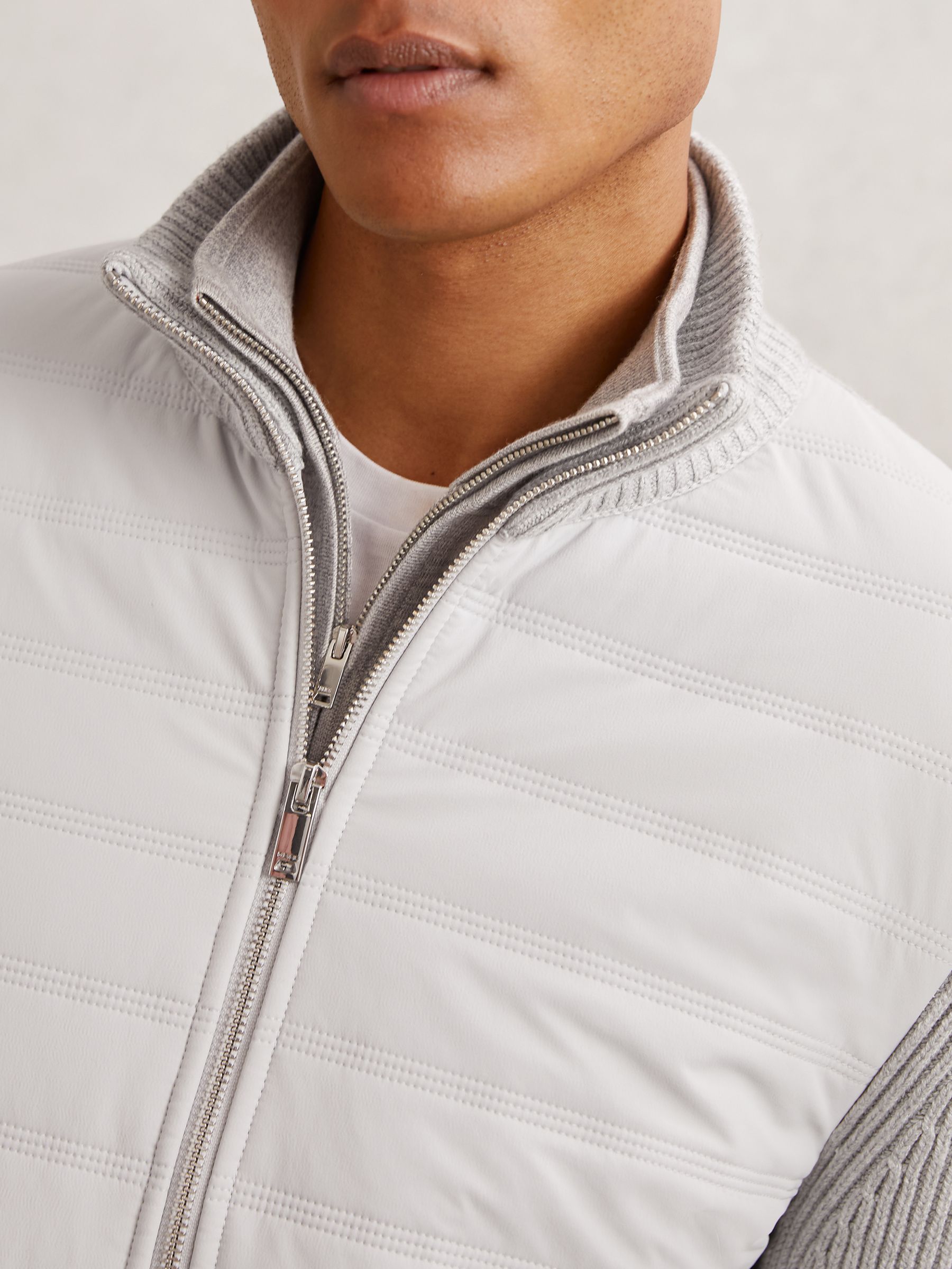 Quilted Rib-Knit Funnel-Neck Jacket in Soft Grey - Image 6 of 8