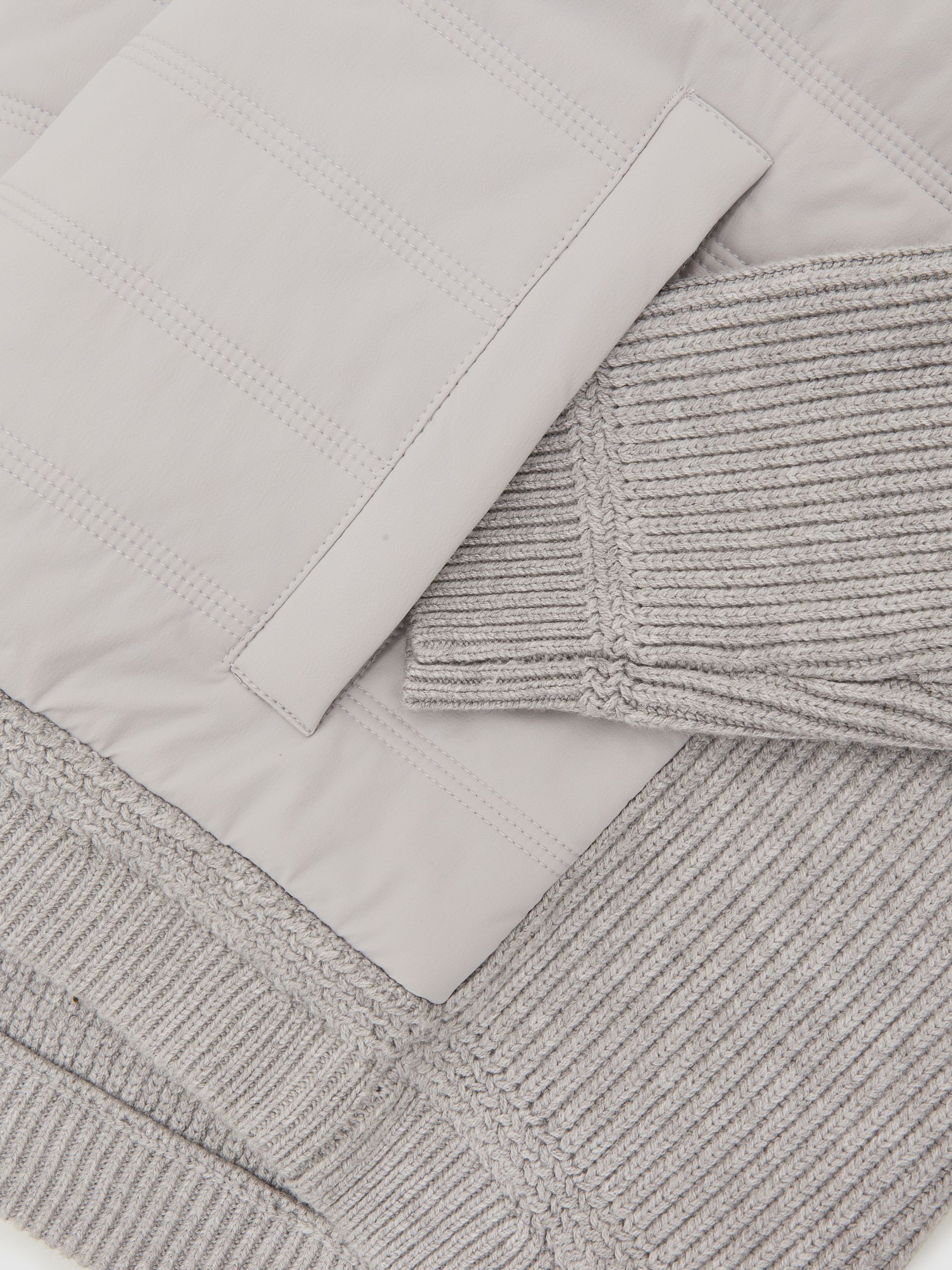 Quilted Rib-Knit Funnel-Neck Jacket in Soft Grey - image 2