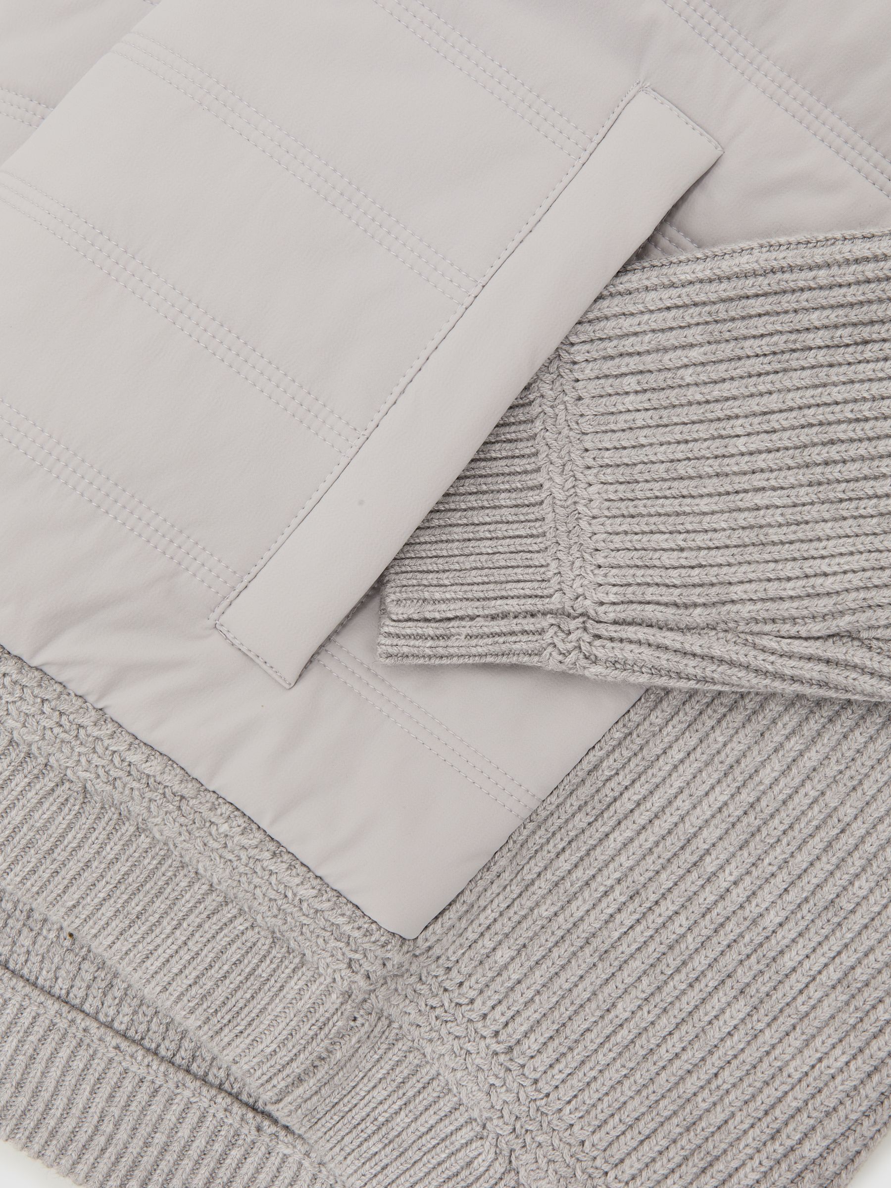 Quilted Rib-Knit Funnel-Neck Jacket in Soft Grey - Image 8 of 8