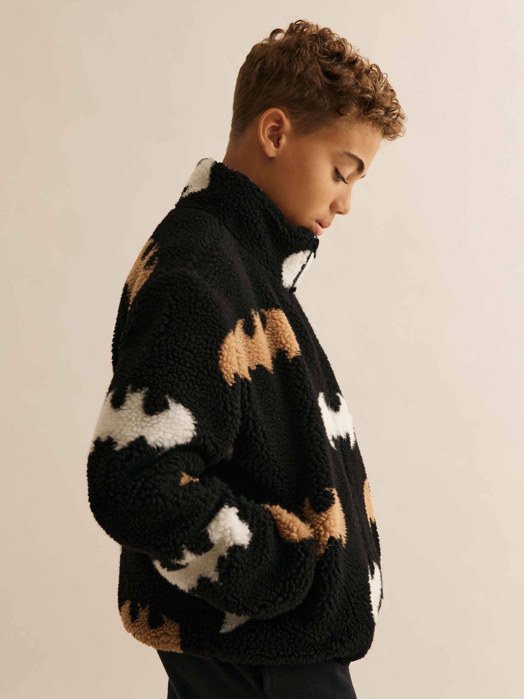 13-14 yrs Batman | Reiss Fleece Zip Jacket in Black - Image 2 of 5