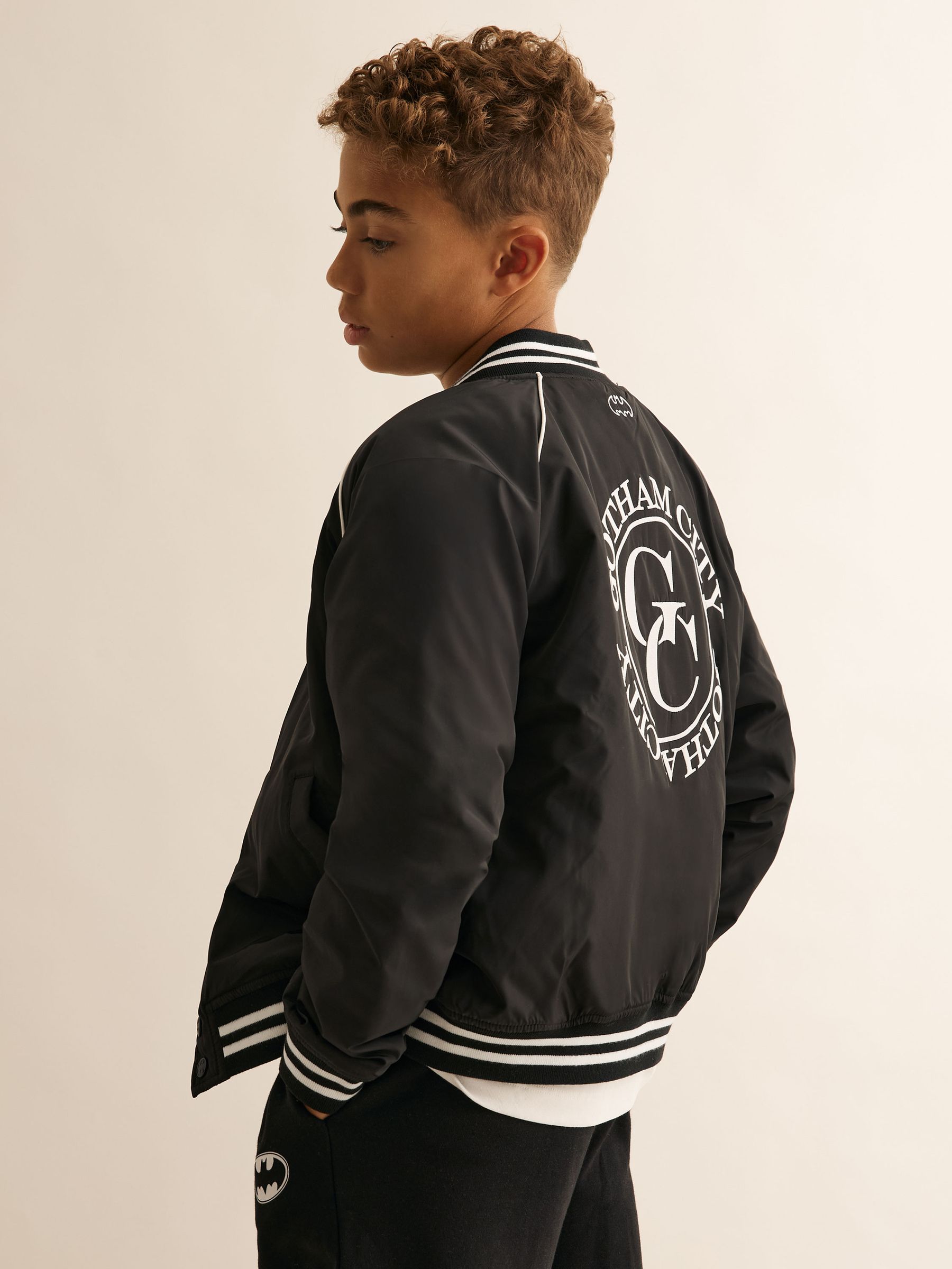 13-14 yrs Batman | Reiss Gotham City Jacket in Black - Image 3 of 5