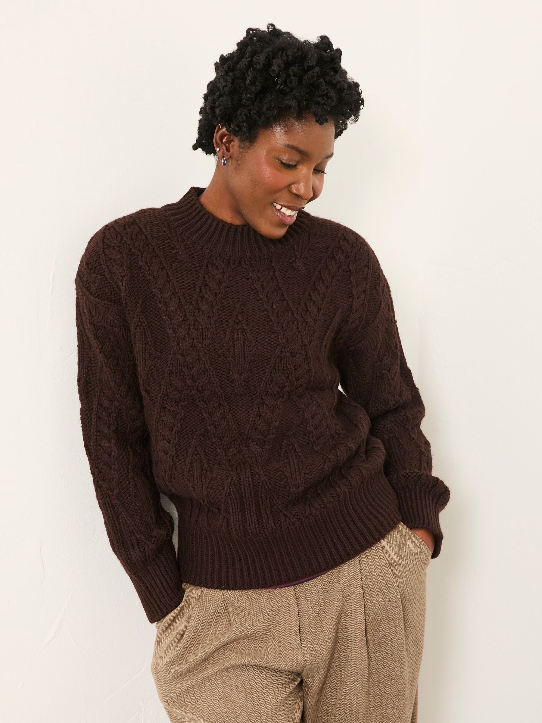 Casey Chocolate Brown Knitted Jumper - Image 1 of 6 Casey Chocolate Brown Knitted Jumper - Image 1 of 6