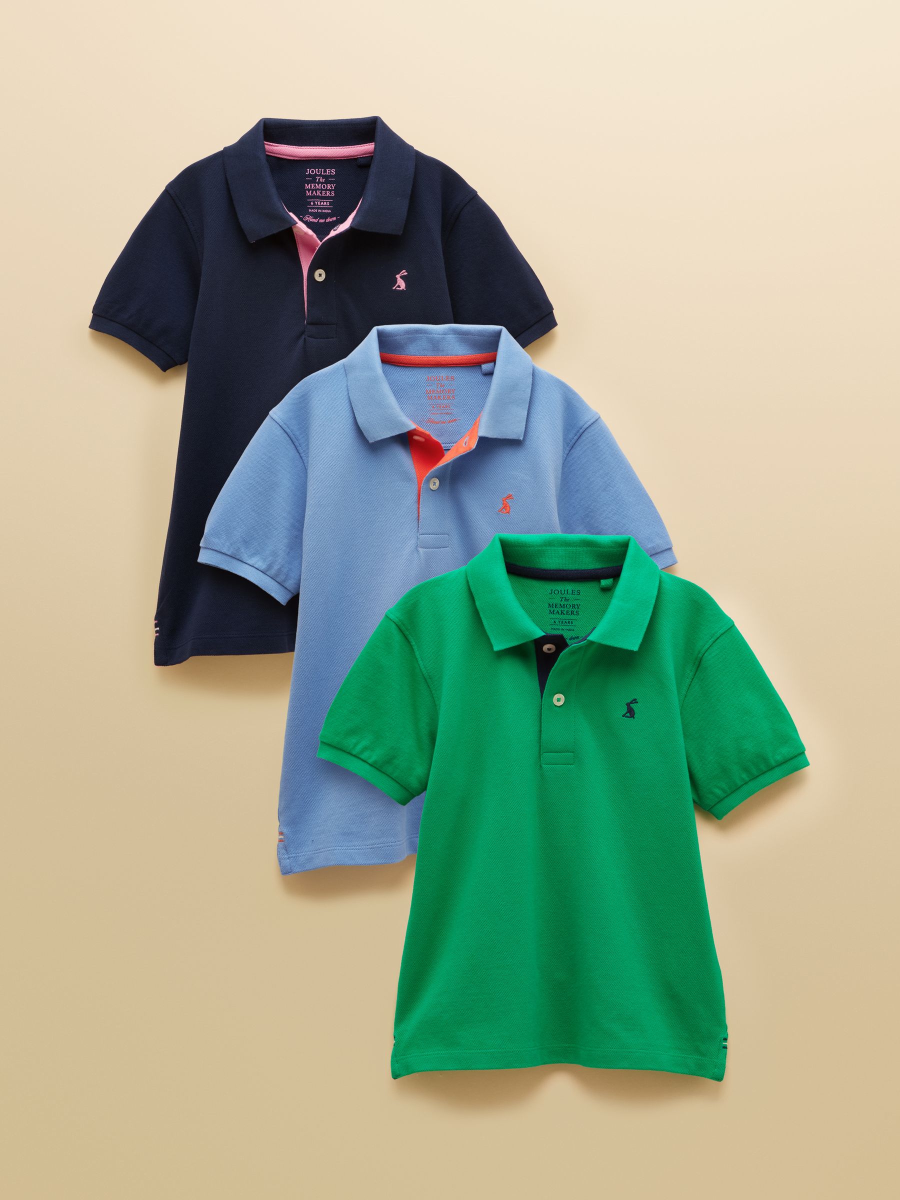 Boys' Woody Blue/Green/Navy Cotton Polo Shirts 3 Pack - Image 1 of 10