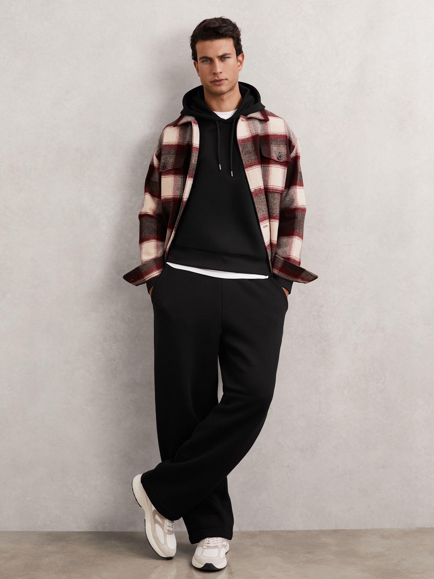 Cotton-Blend Fleece-Back Joggers in Black - Image 1 of 7 Cotton-Blend Fleece-Back Joggers in Black - Image 1 of 7