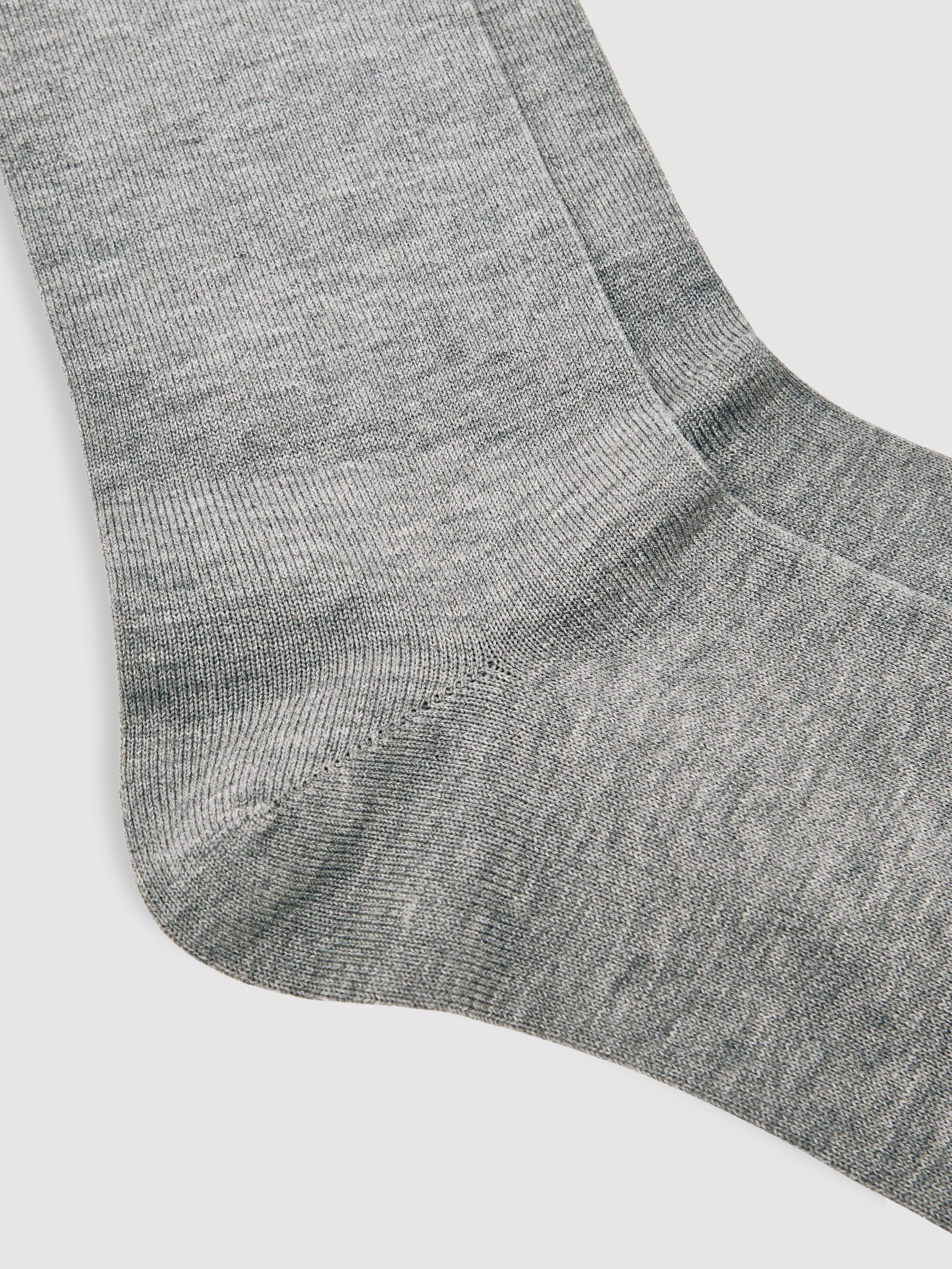 Cotton-Blend Logo Embroidery Socks in Soft Grey - Image 2 of 3