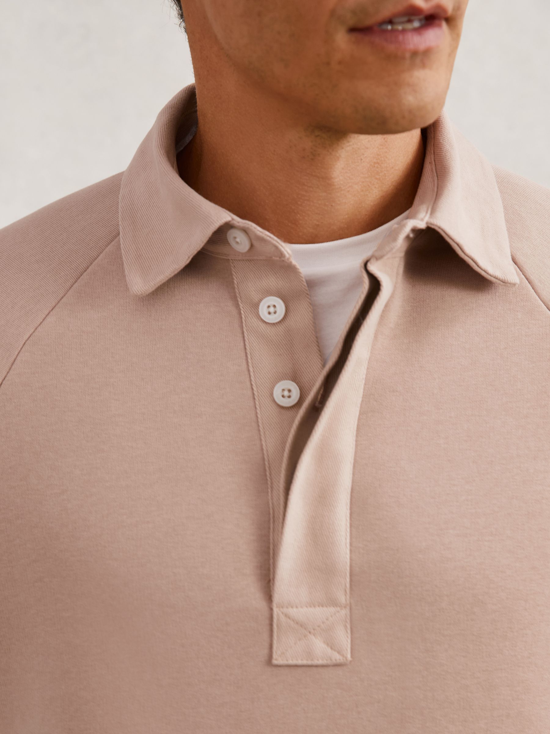 Cotton-Blend Fleece-Back Polo Shirt in Pink - Image 4 of 7