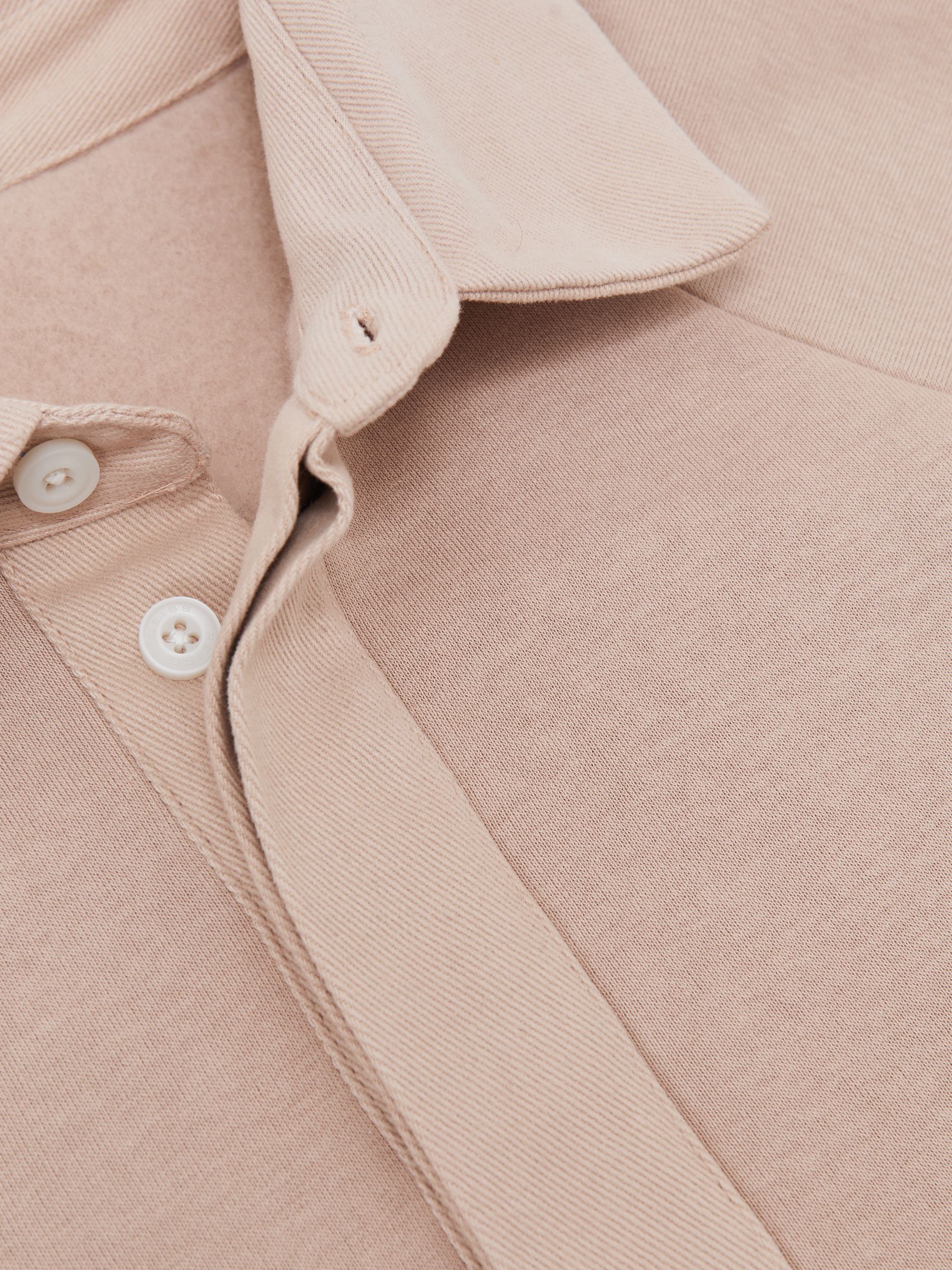 Cotton-Blend Fleece-Back Polo Shirt in Pink - image 3