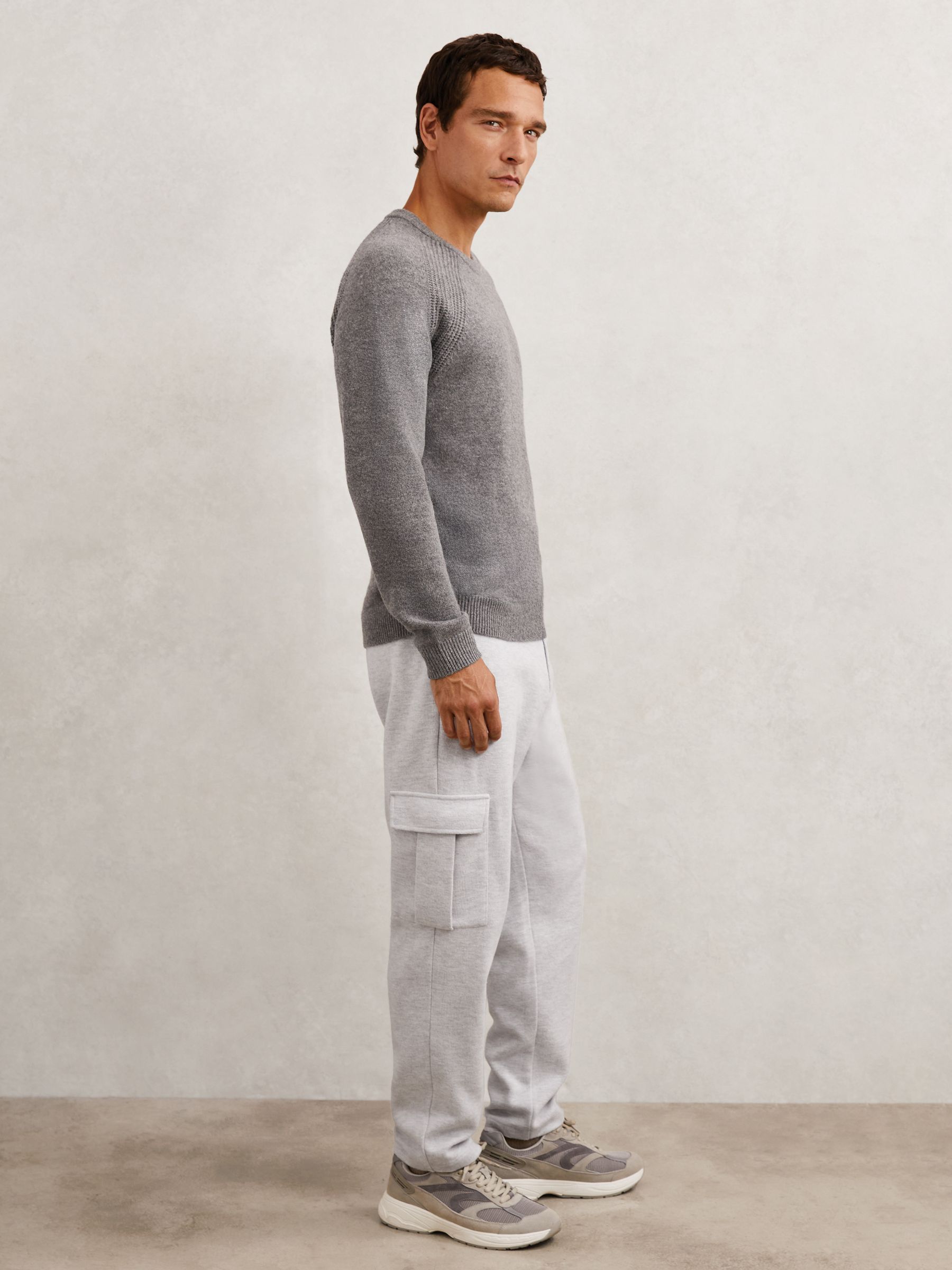 Jersey Cargo Trousers with Cotton in Grey Marl - Image 3 of 7