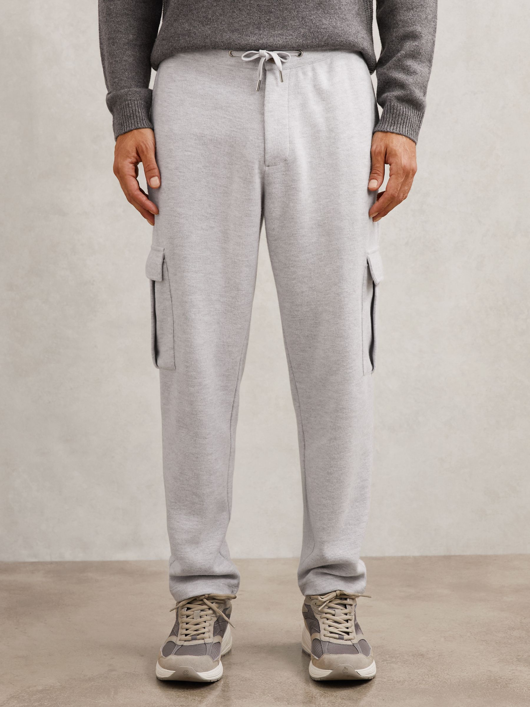 Jersey Cargo Trousers with Cotton in Grey Marl - Image 4 of 7