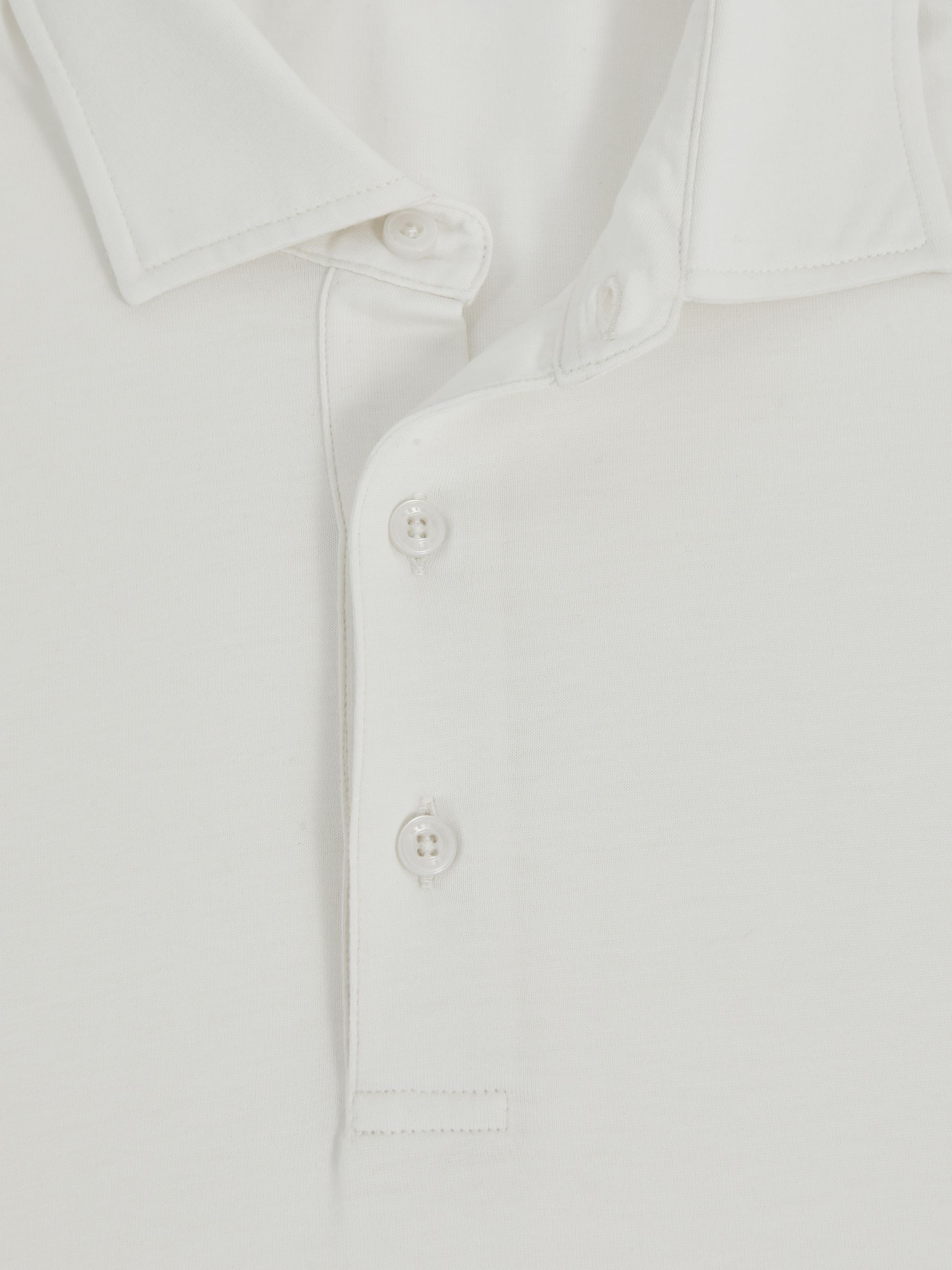 Cotton-Jersey Long Sleeve Polo Shirt in White - Image 6 of 6