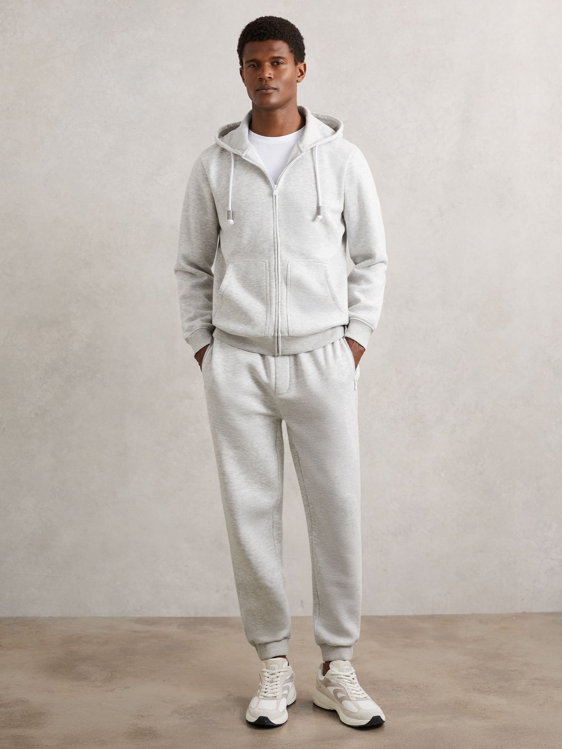Cotton-Blend Zip-Through Hoodie in Grey - image 4