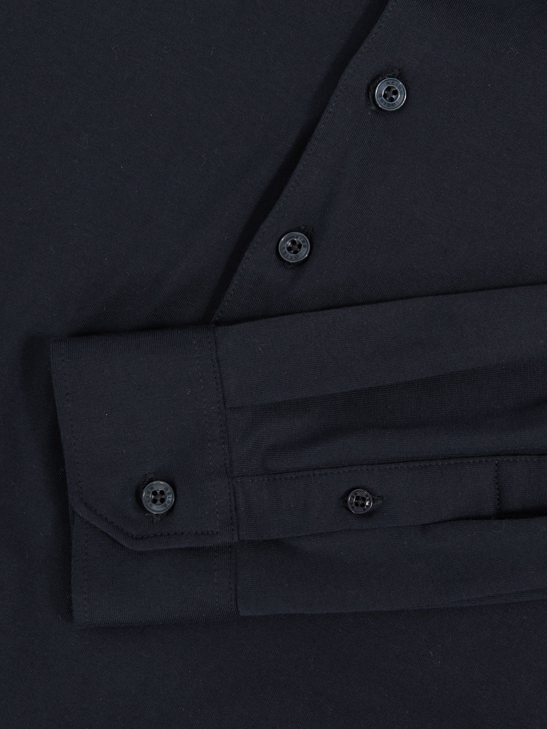 Cotton-Jersey Long Sleeve Polo Shirt in Navy - Image 6 of 6