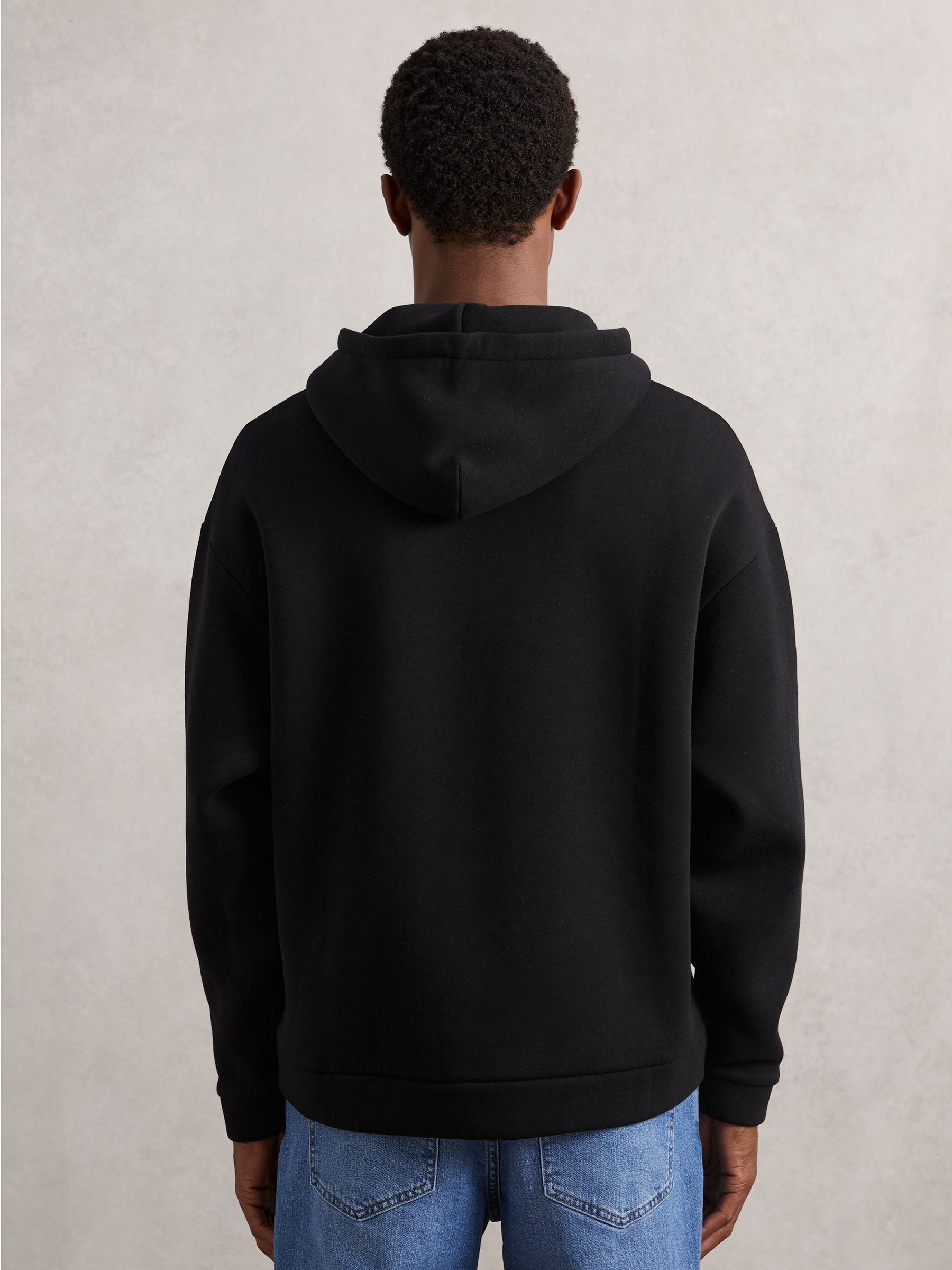 Cotton-Blend Fleece-Back Hoodie in Black - image 4