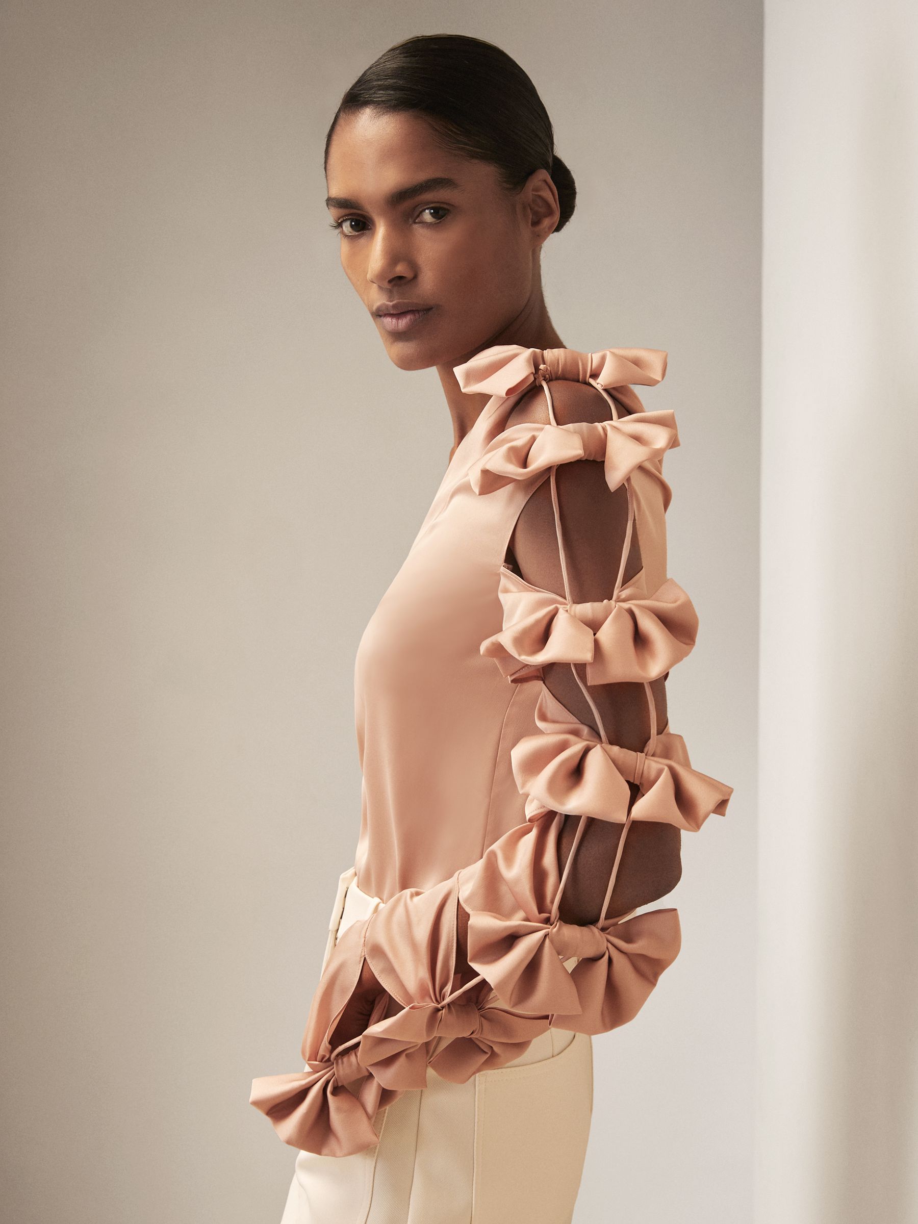 Reiss Reiss | Royal Ballet Bow-Sleeve Top in Pale Pink - REISS