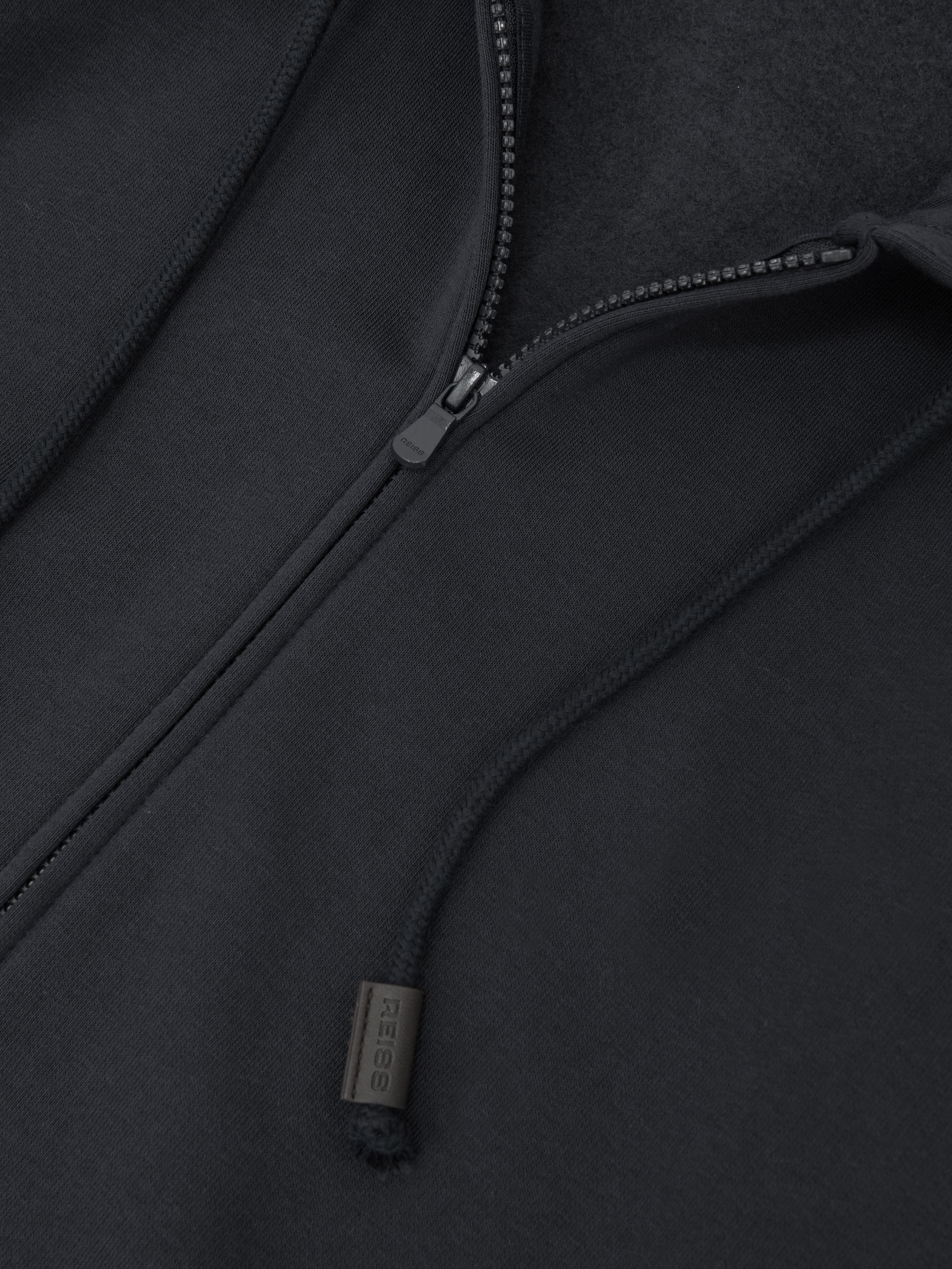 Cotton-Blend Zip-Through Hoodie in Navy - image 4