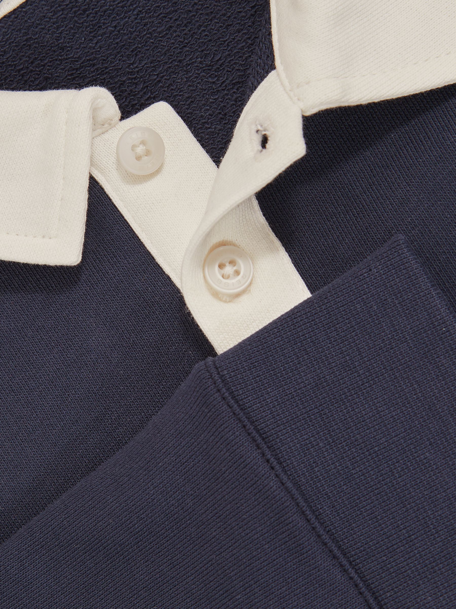 9-13 yrs Cotton Half-Button Rugby Polo Shirt in Navy/White - Image 4 of 4