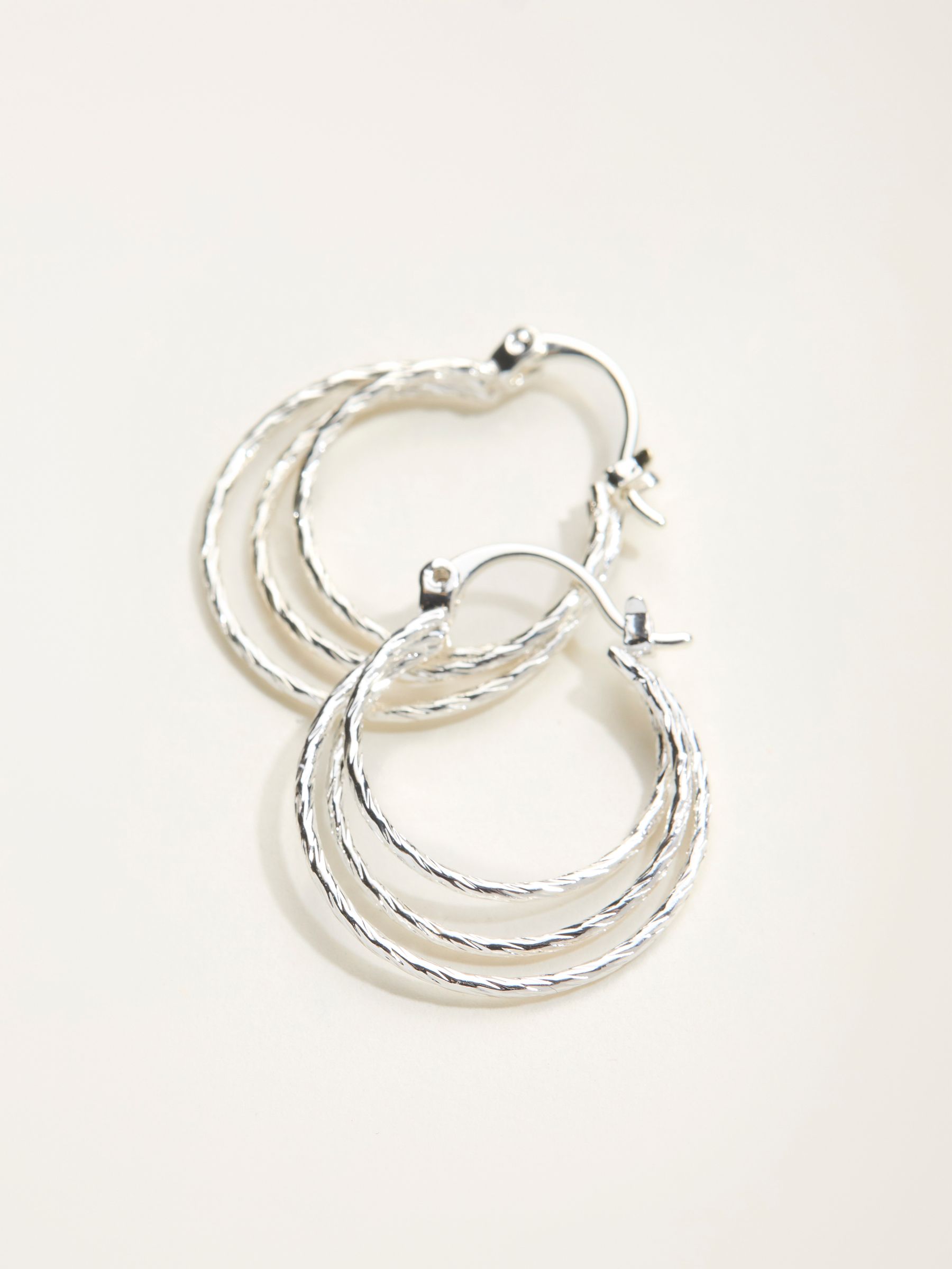 Silver Tone Large Multi Hoop Earrings - Image 2 of 2
