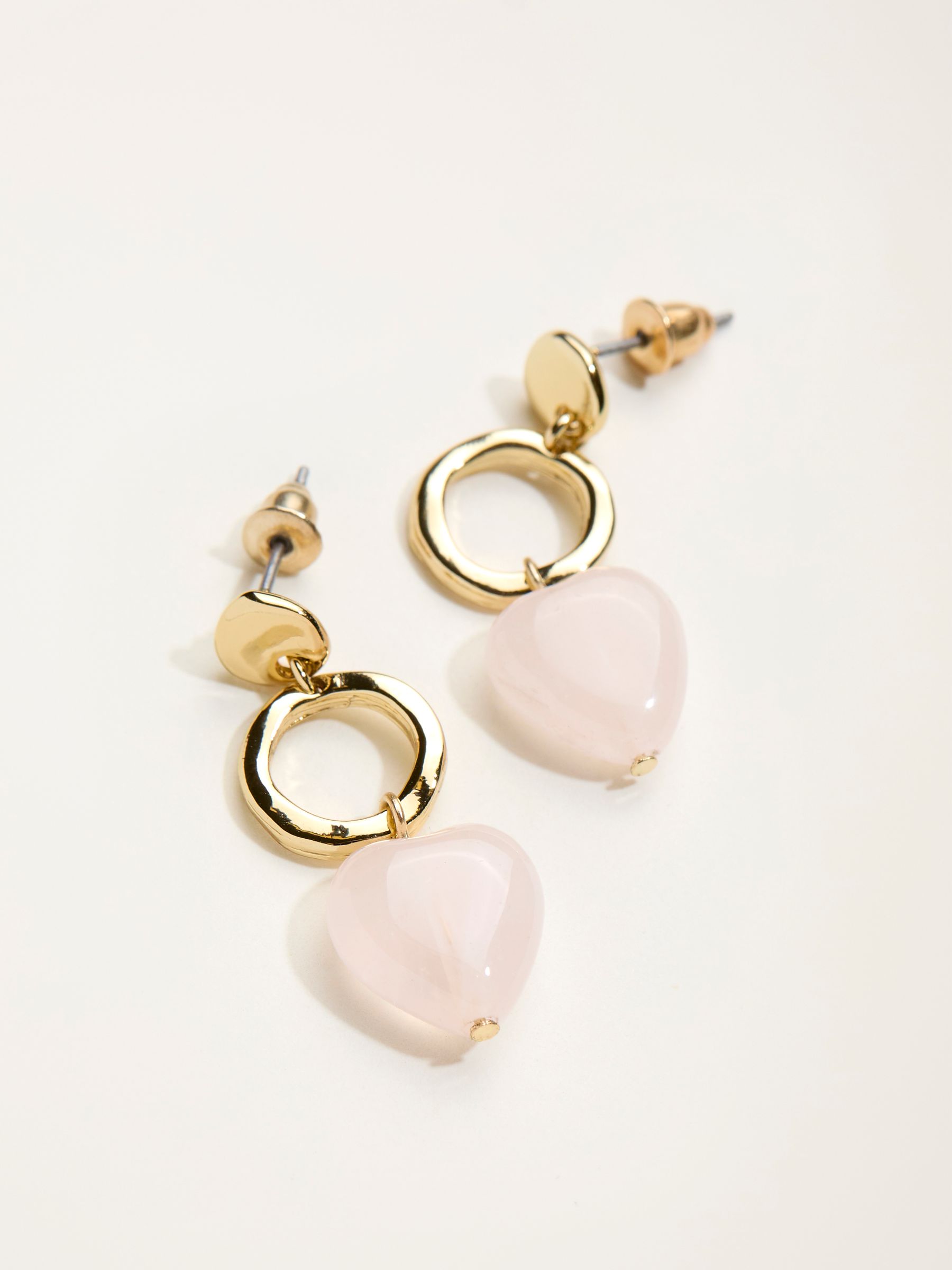 Pink Heart Drop Earrings - Image 2 of 2 Pink Heart Drop Earrings - Image 2 of 2