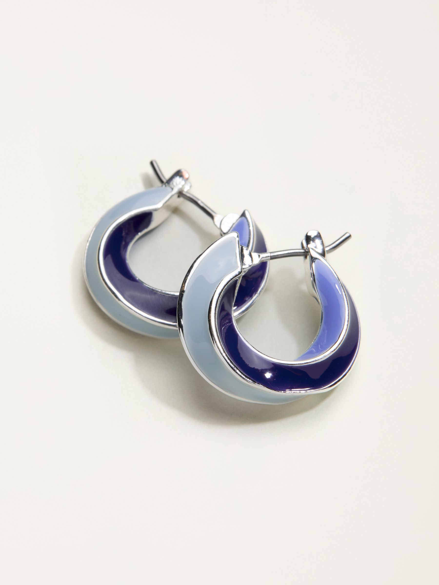 Blue Enamel Twist Hoop Earrings - Image 2 of 2