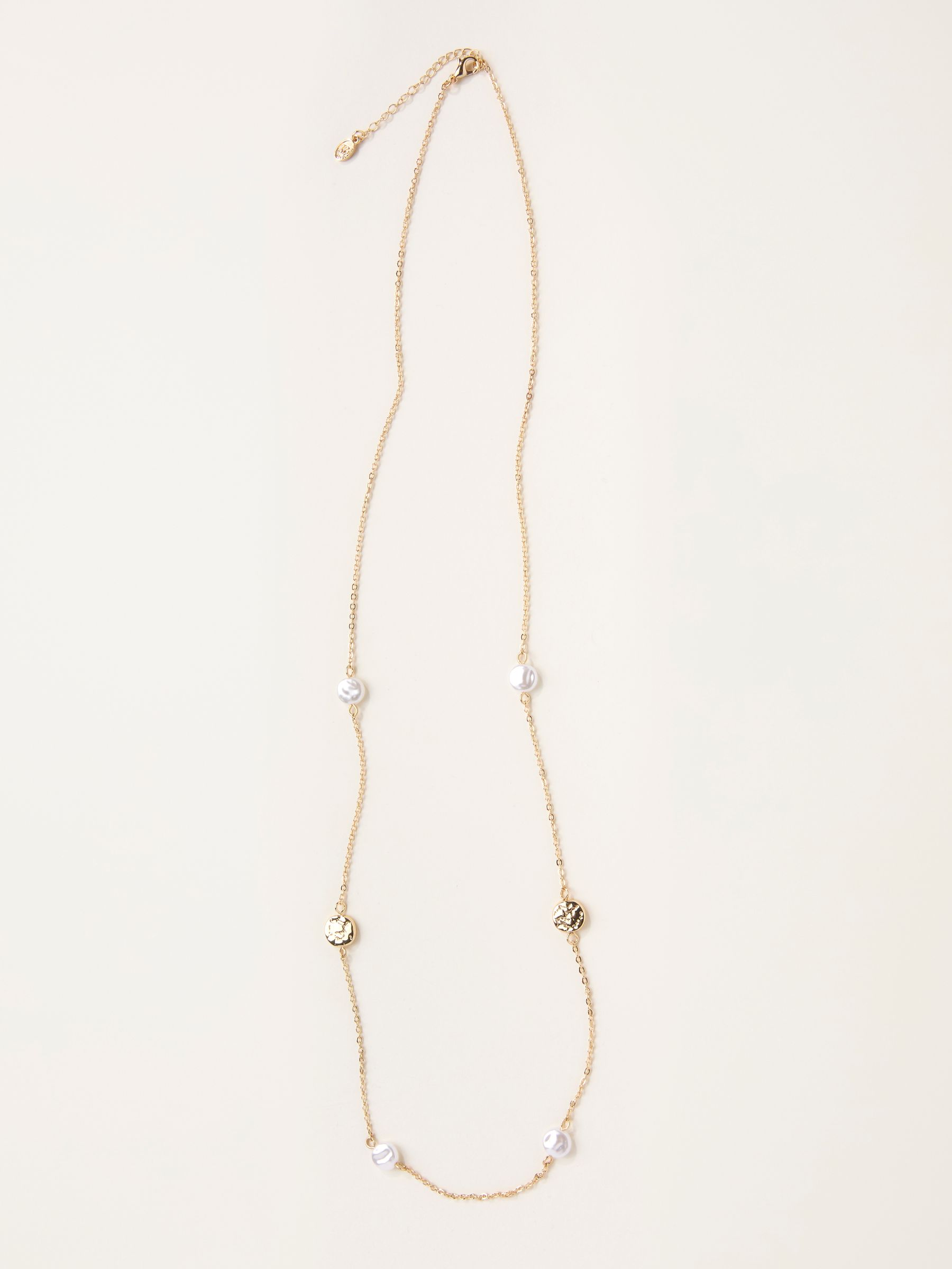 Gold Tone Long Pearly Necklace - Image 1 of 2