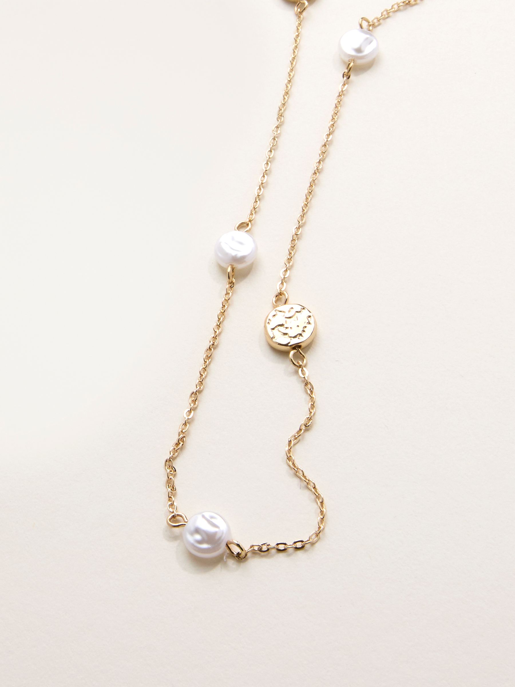 Gold Tone Long Pearly Necklace - Image 2 of 2