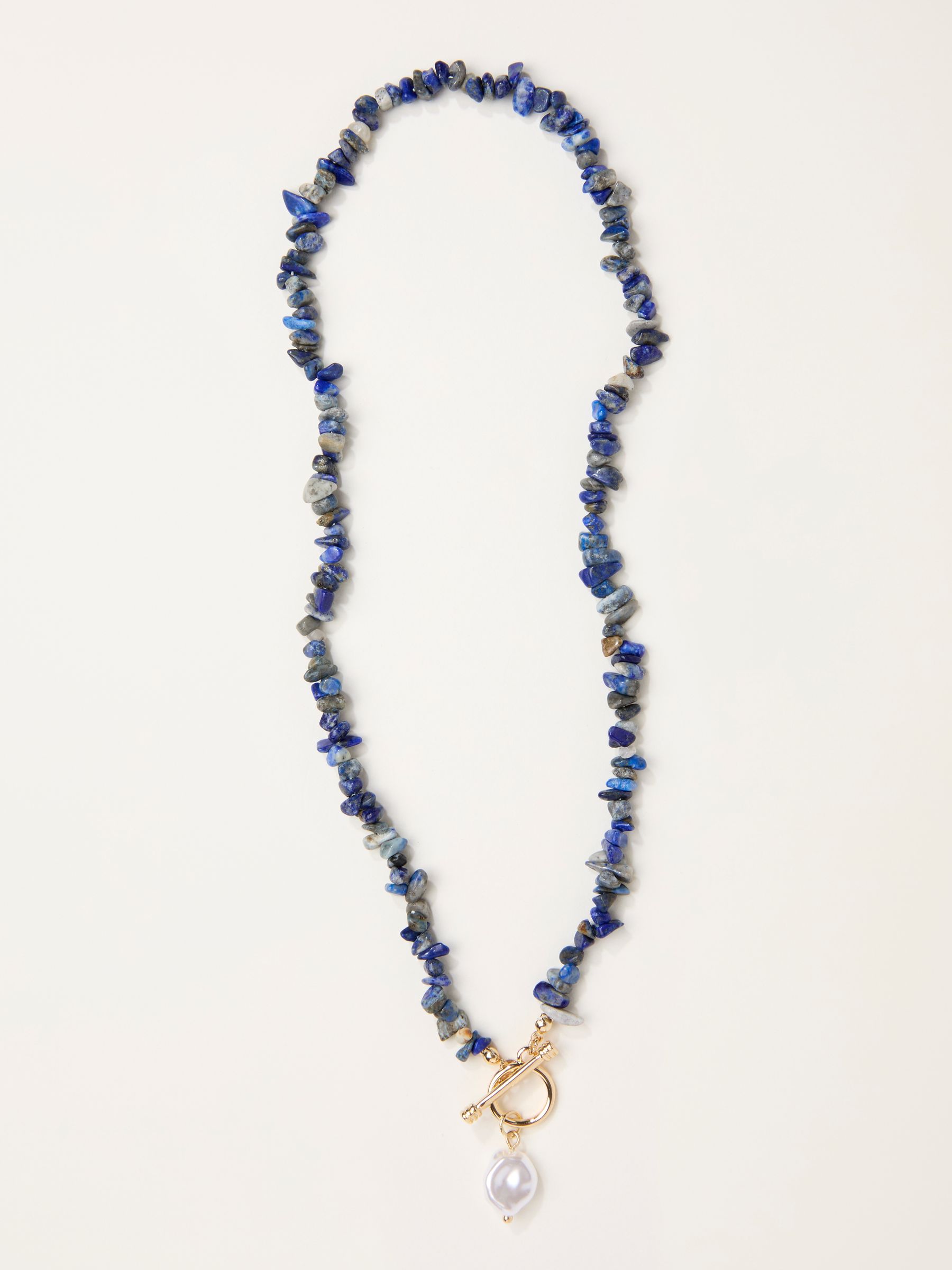 Blue Stone and Pearl Necklace - Image 1 of 2