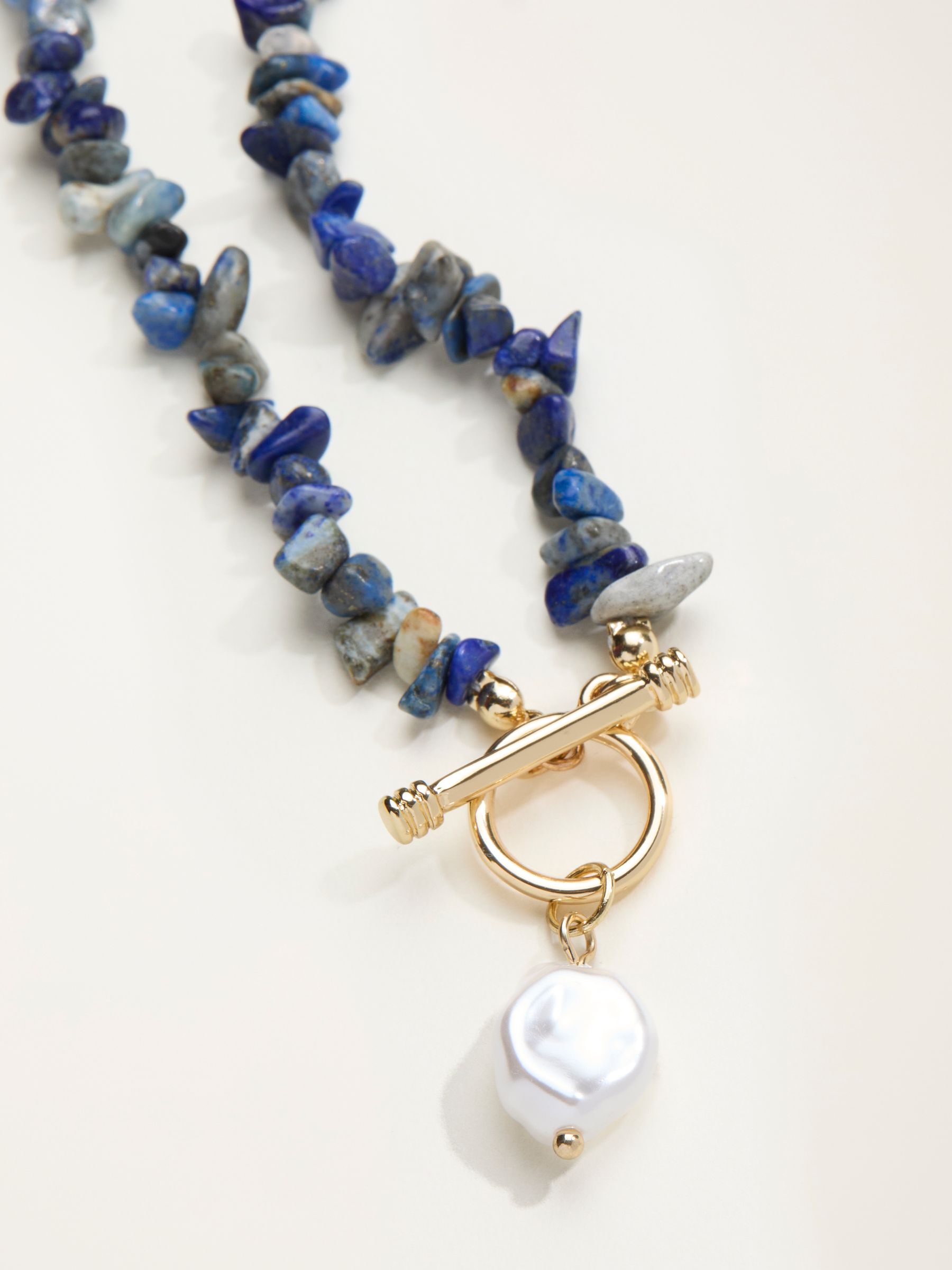 Blue Stone and Pearl Necklace - Image 4 of 4