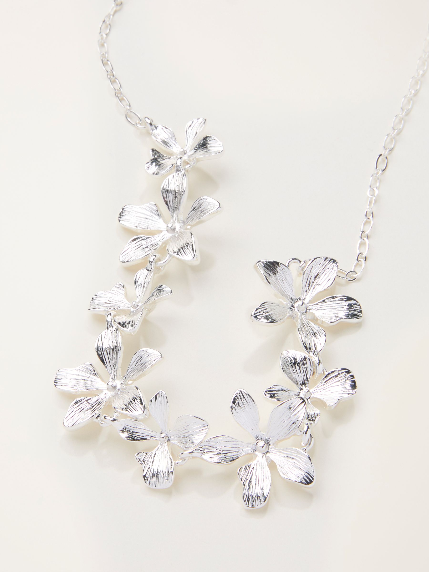 Silver Tone Large Floral Necklace - Image 2 of 2
