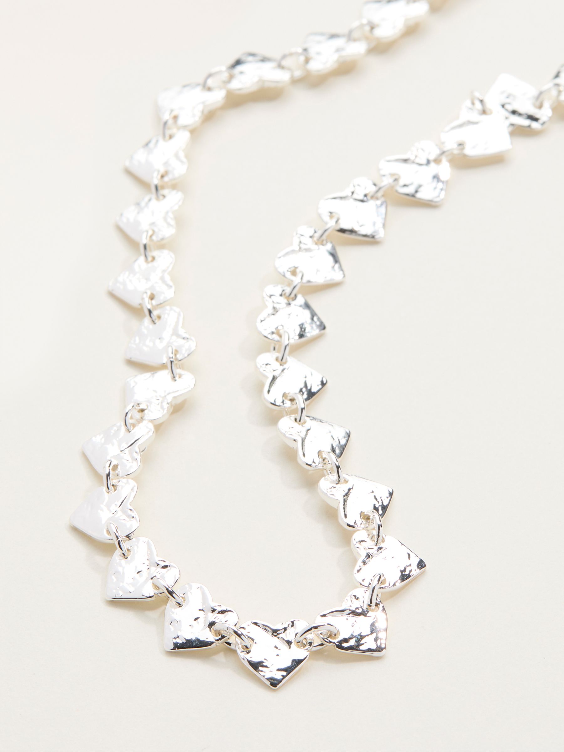 Silver Tone Hammered Heart Necklace - Image 2 of 2