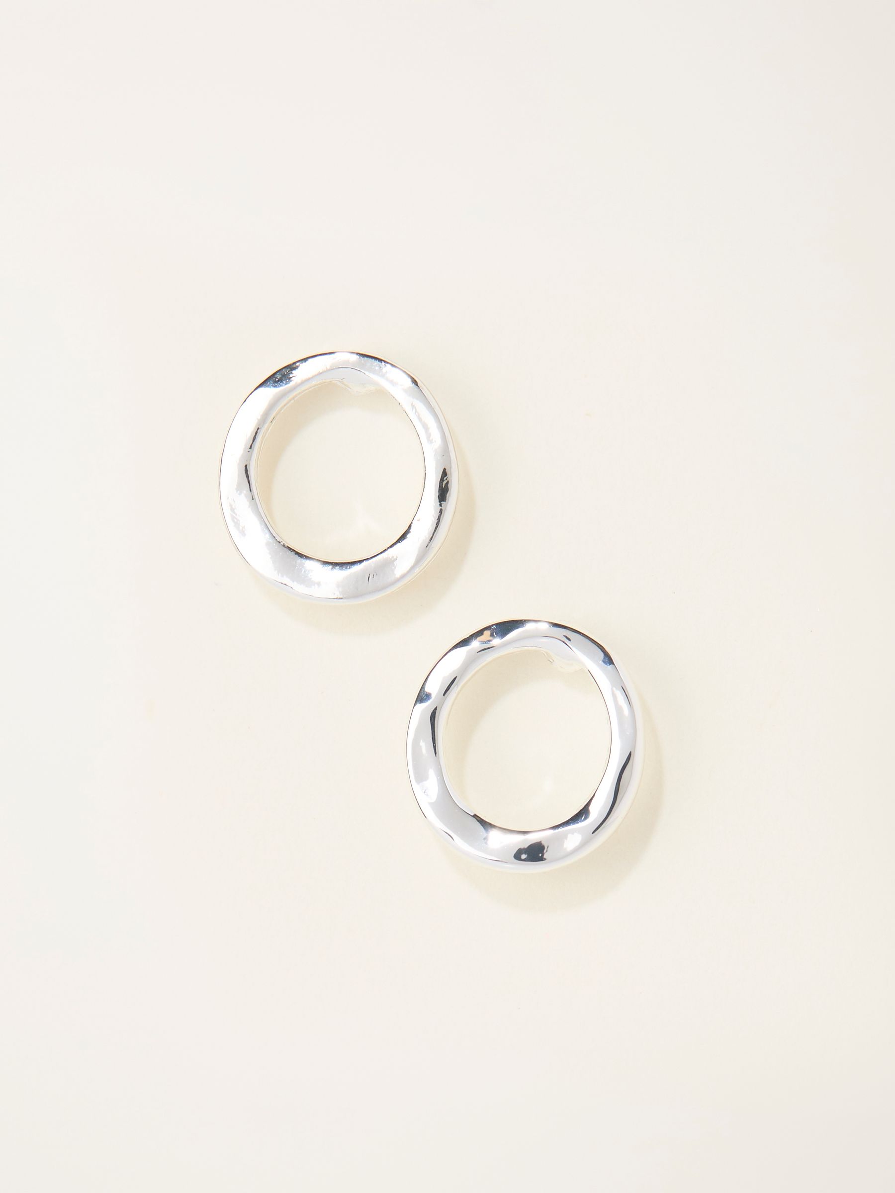 Silver Tone Hammered Circle Stud Earrings - Image 1 of 2