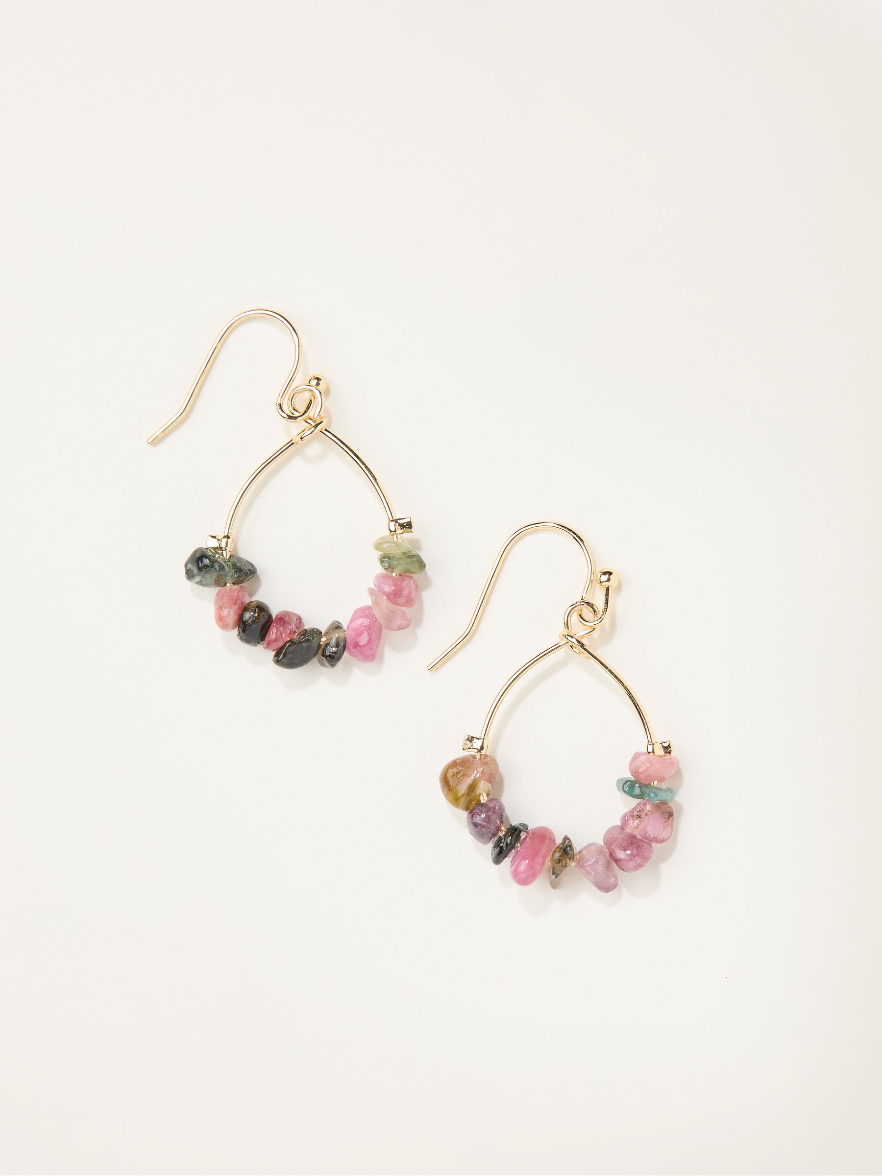 Multi Colour Semi Precious Drop Earrings - Image 1 of 2