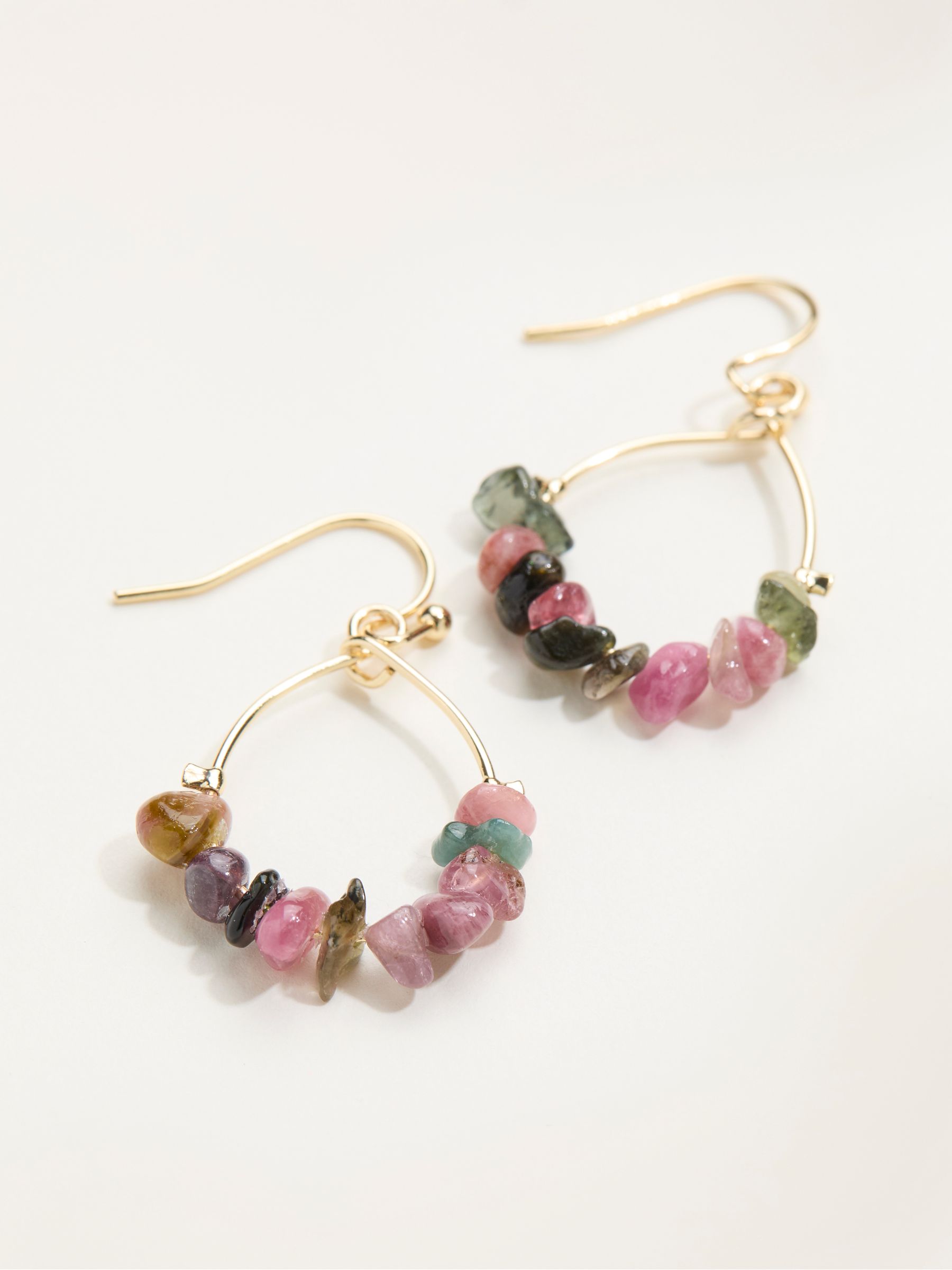Multi Colour Semi Precious Drop Earrings - Image 2 of 2