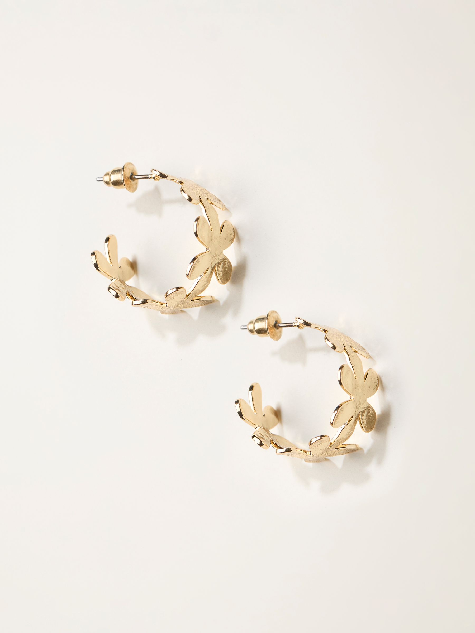 Gold Tone Large Floral Hoop Earrings - Image 1 of 2