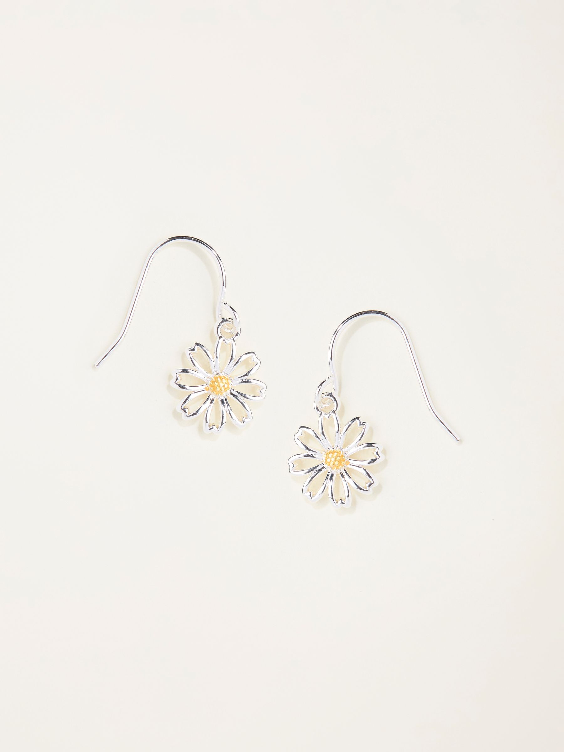 Silver Tone Daisy Drop Earrings - Image 1 of 2
