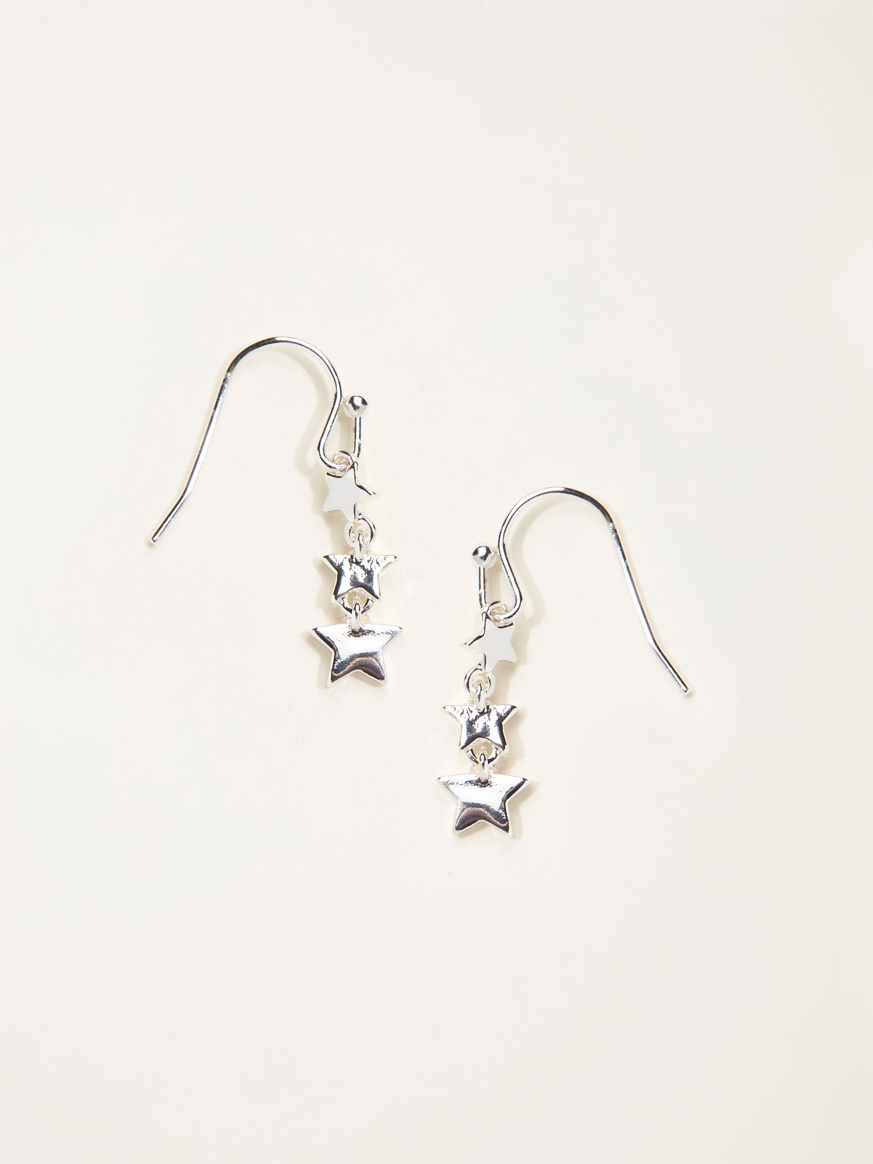 Silver Tone Trio Star Drop Earrings - Image 1 of 2