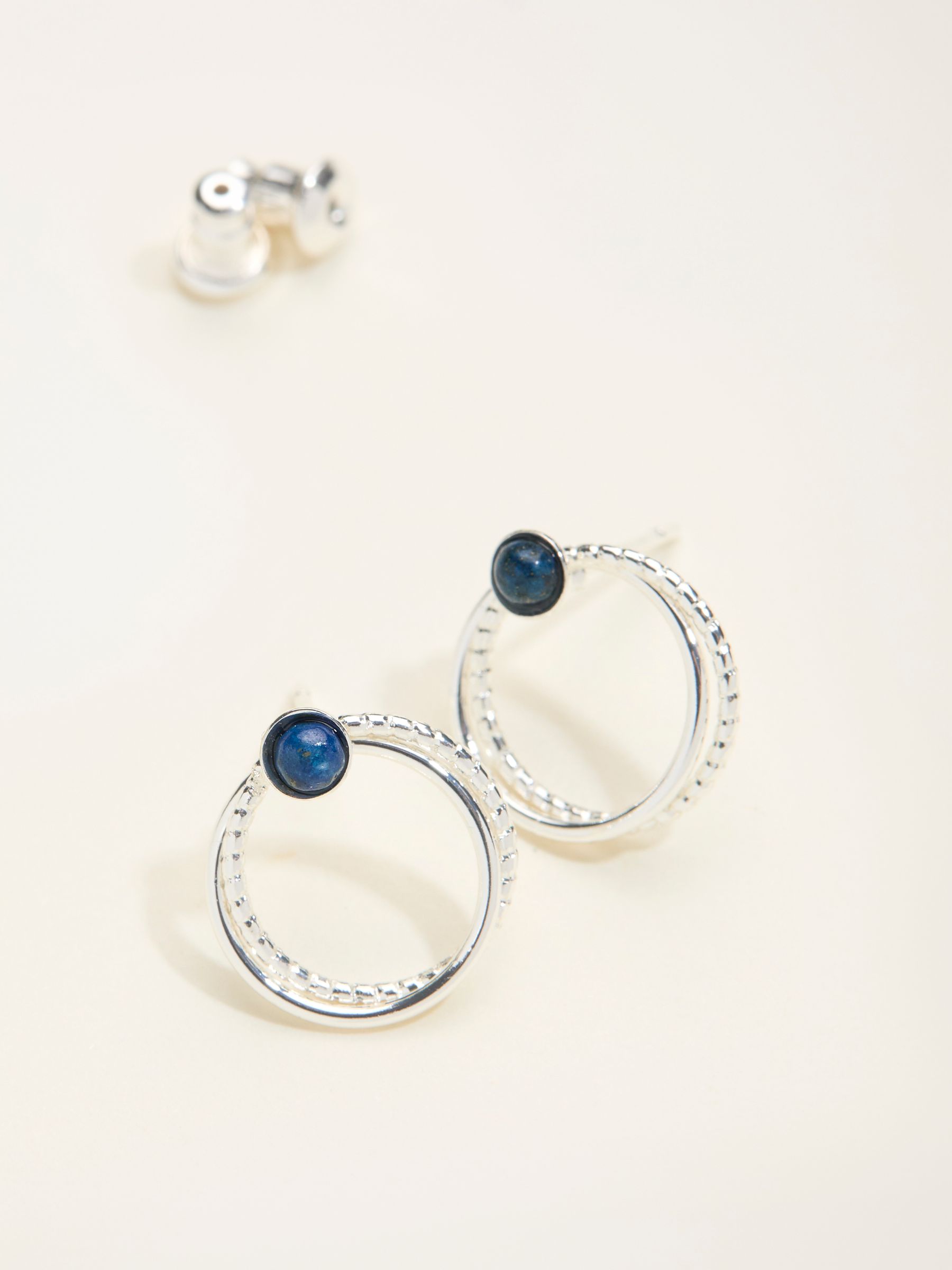 Silver Tone Circle Stud Earrings - Image 2 of 2